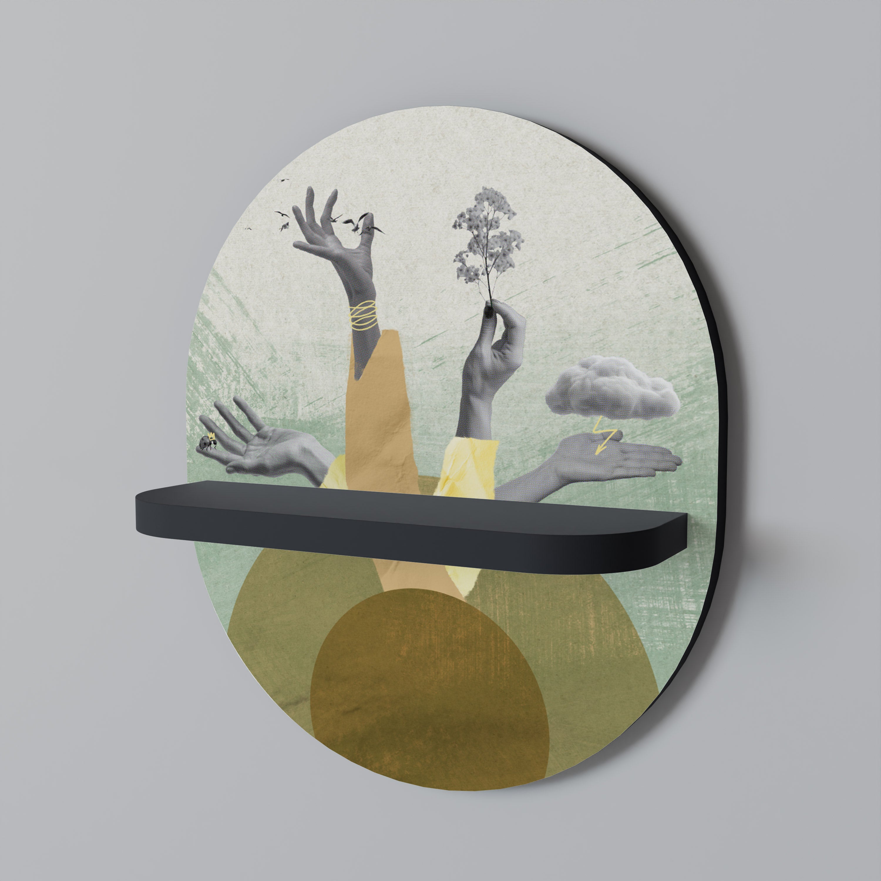 Estantería de arte ovalada EARTH ELEMENTS con acabado negro