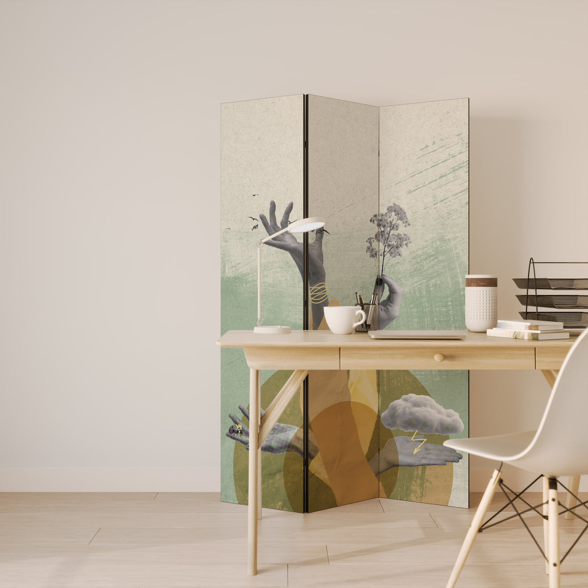 EARTH ELEMENTS Biombo de 3 paneles