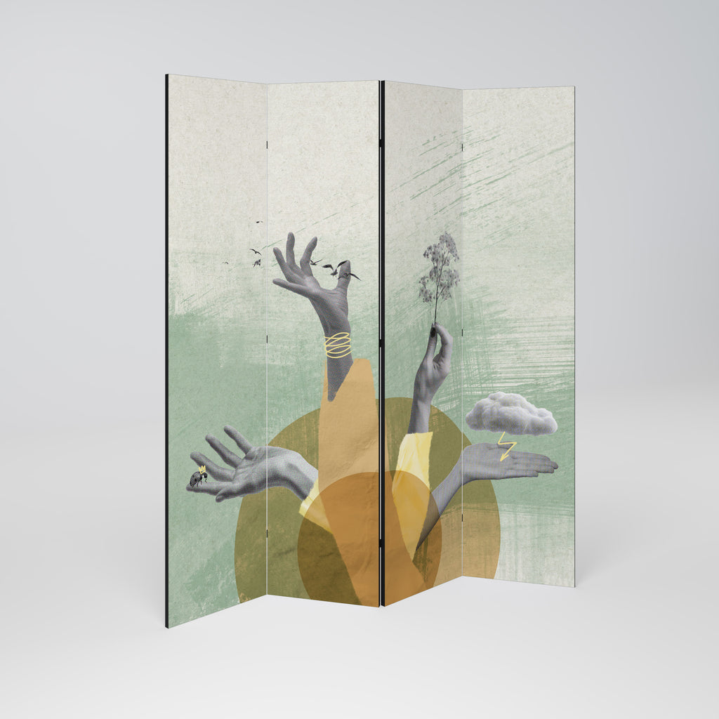 EARTH ELEMENTS Decorative 4-Panel Room Divider