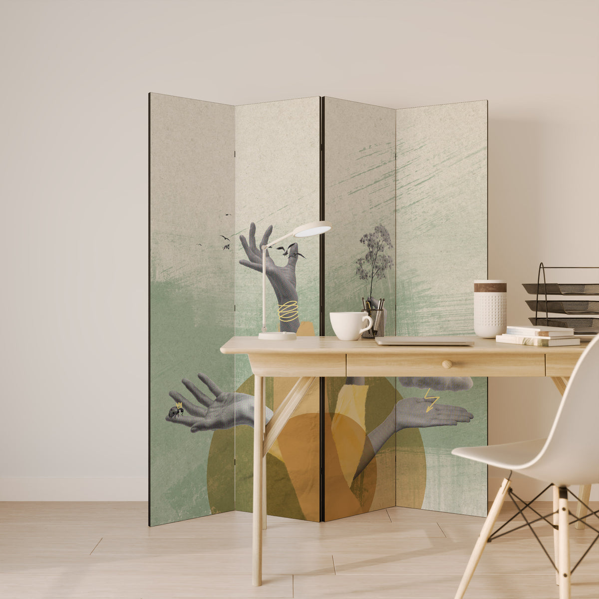 EARTH ELEMENTS Biombo de 4 paneles