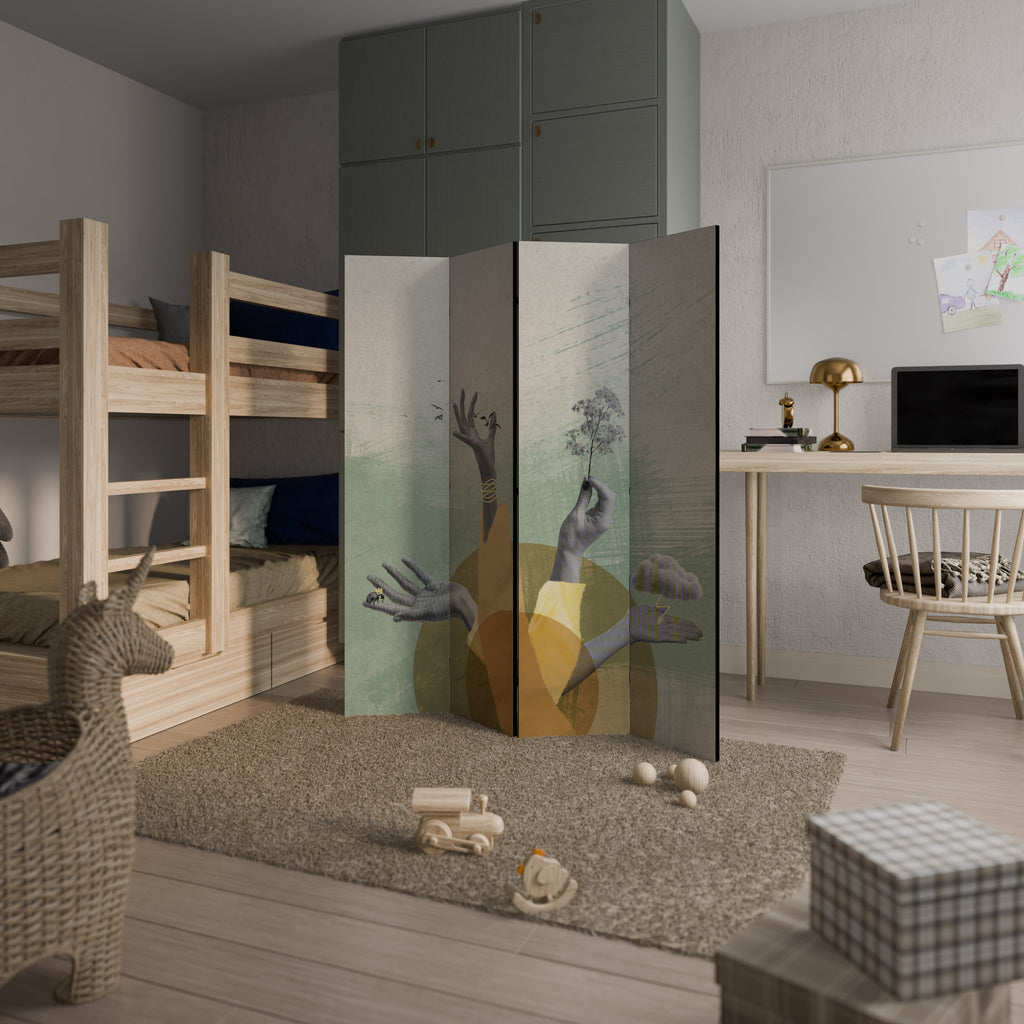 EARTH ELEMENTS Decorative 4-Panel Room Divider