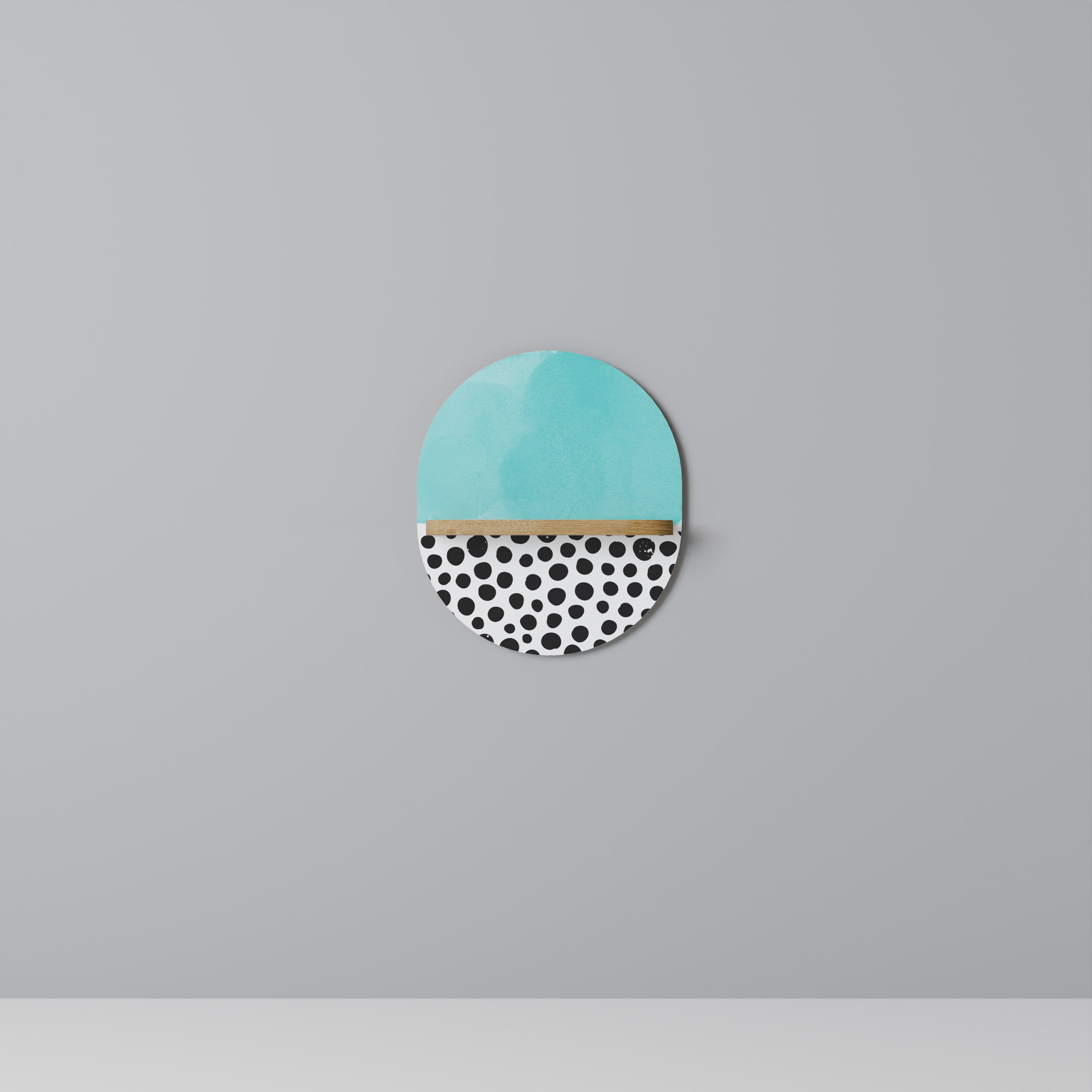 Estantería de arte ovalada AZURE TREASURE con efecto roble