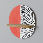 ORANGEY TREASURE Oval Art Shelf In Oak Effect