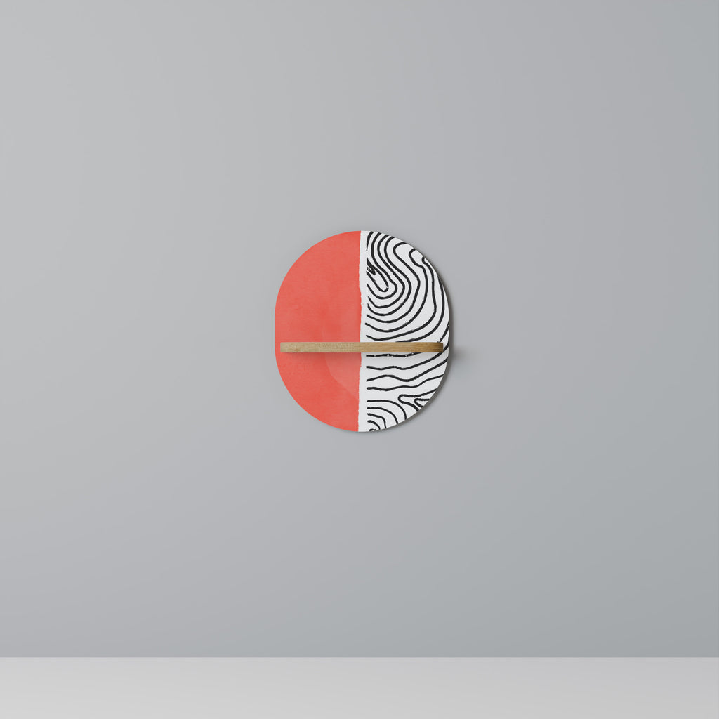 Estantería de arte ovalada Orangey Treasure con efecto roble