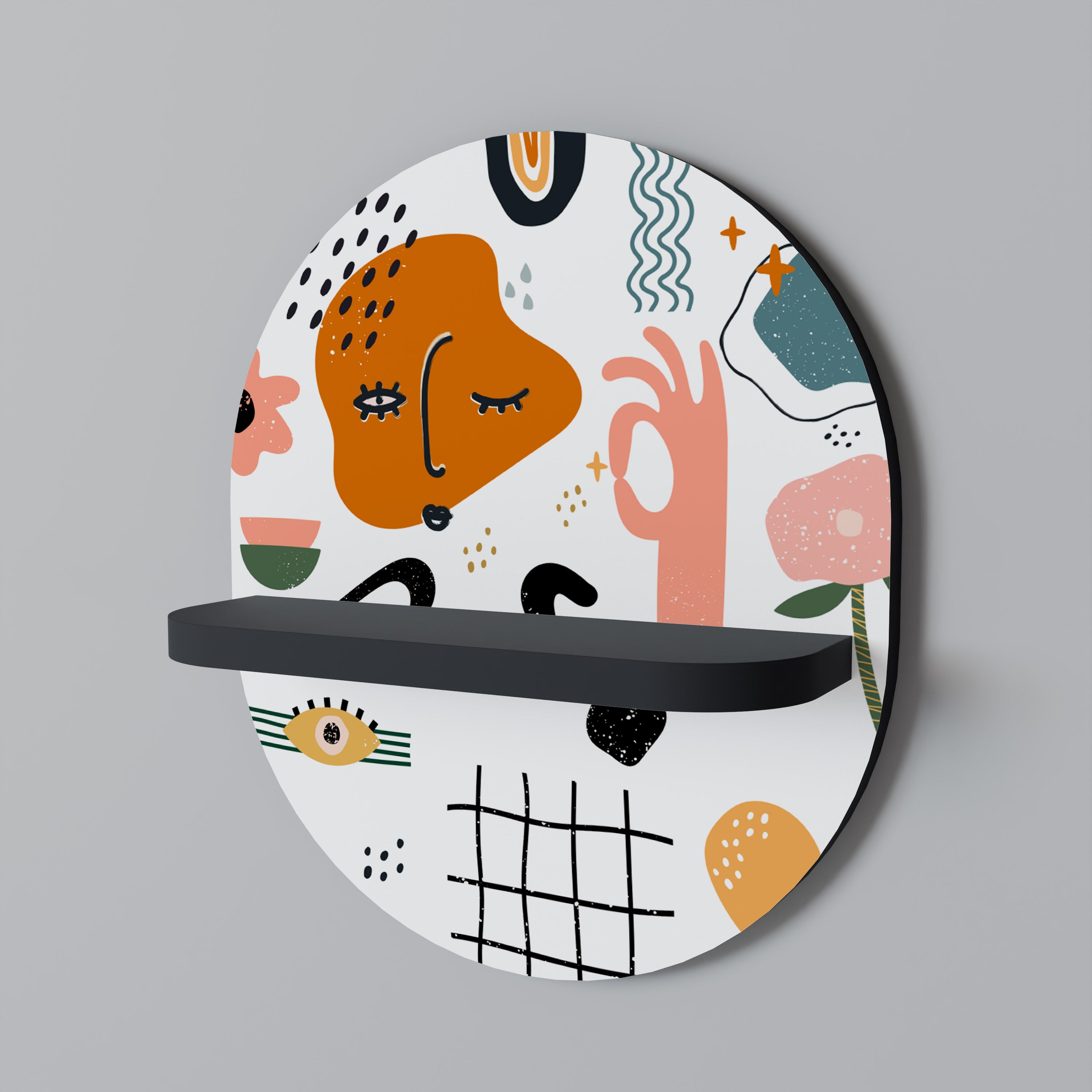 Estantería de arte ovalada MATISSE WHIMSY con acabado negro