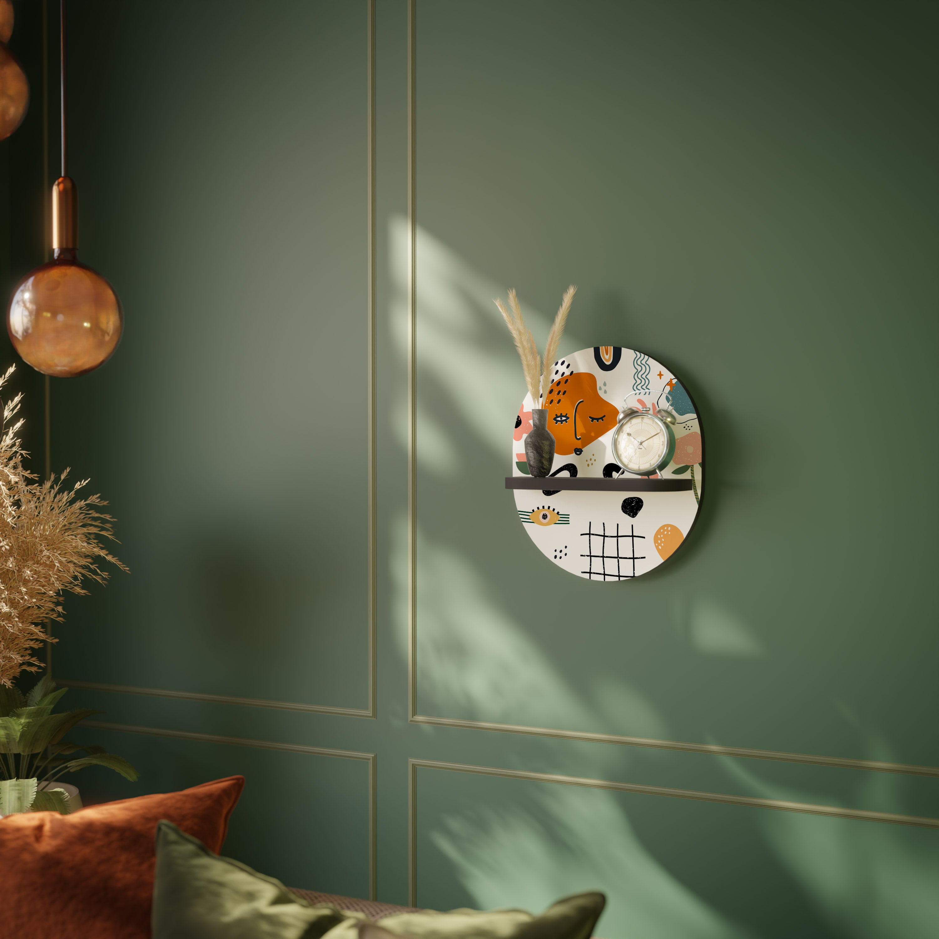 Estantería de arte ovalada MATISSE WHIMSY con acabado negro