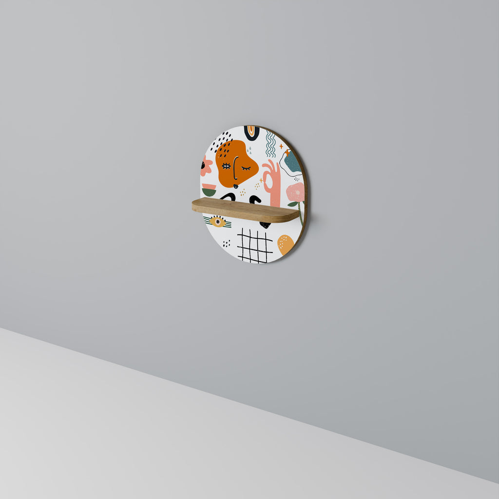 Estantería de arte ovalada MATISSE WHIMSY con efecto roble