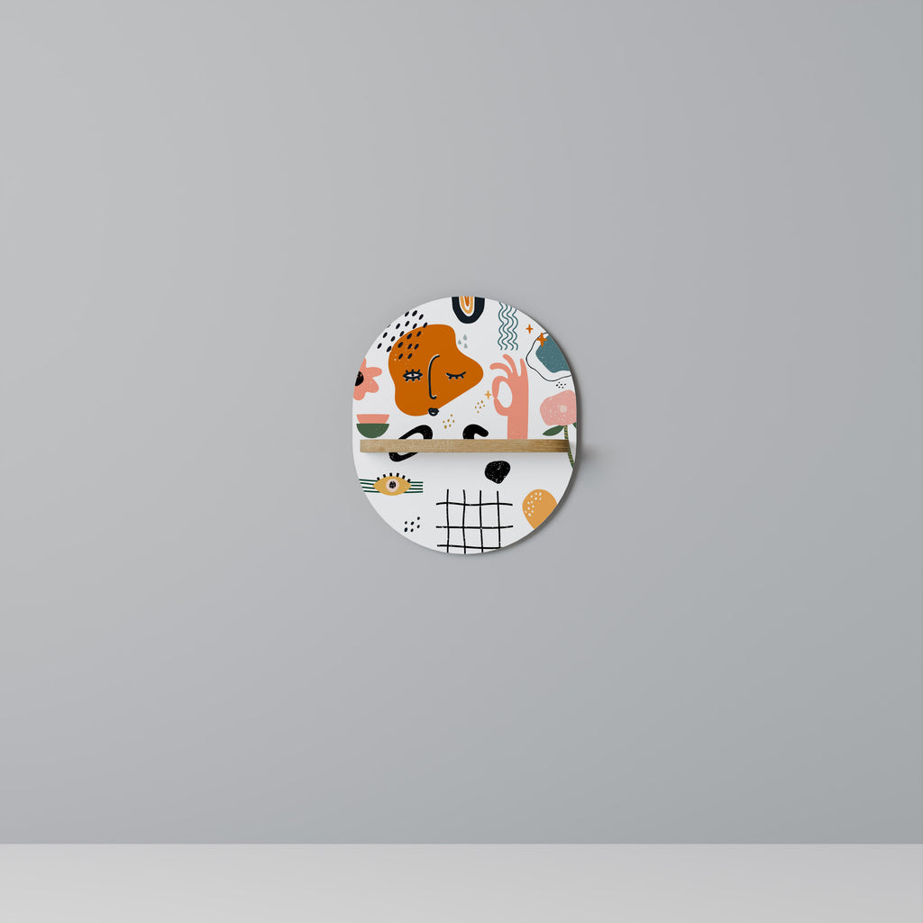 Estantería de arte ovalada MATISSE WHIMSY con efecto roble