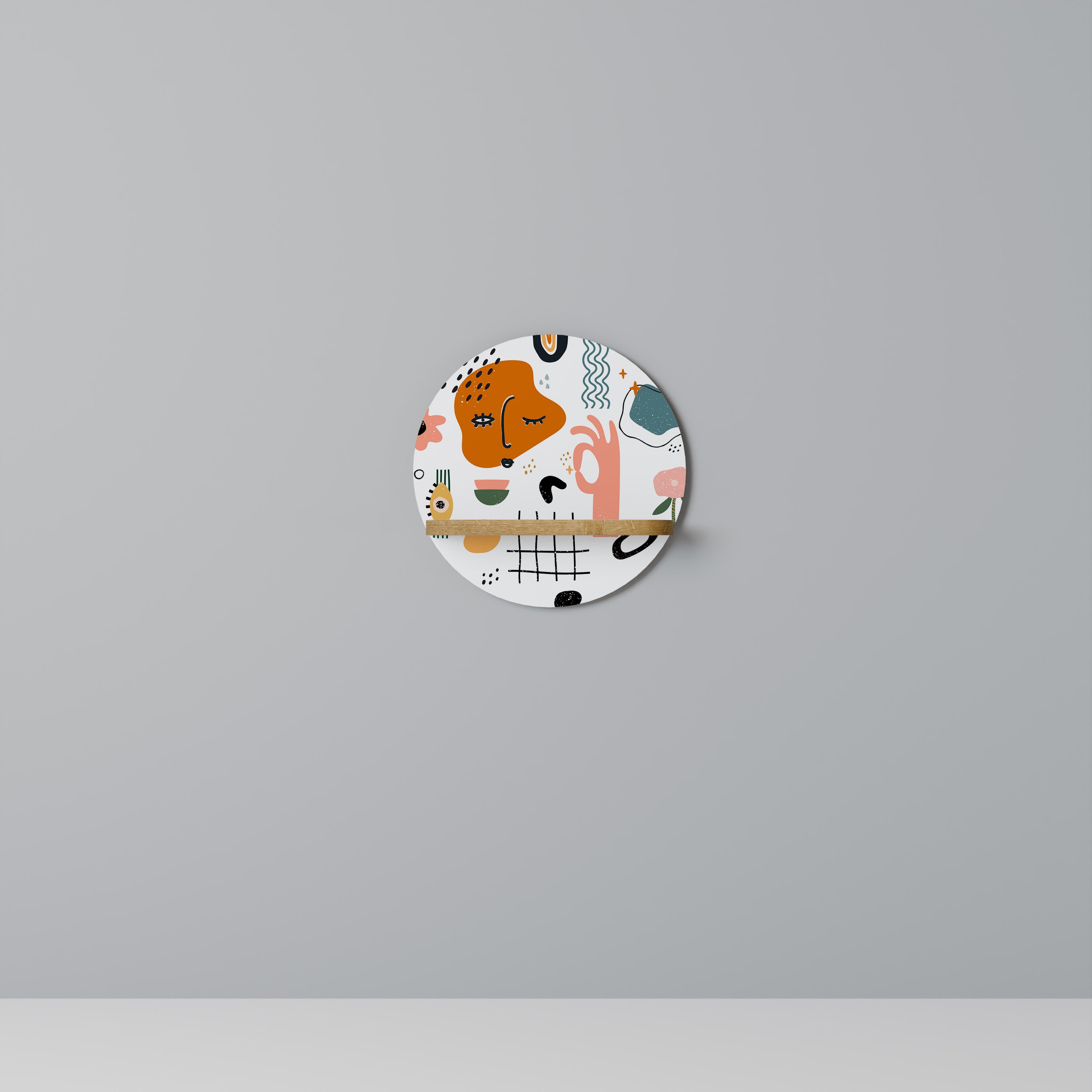 Estantería de arte redonda MATISSE WHIMSY con efecto roble