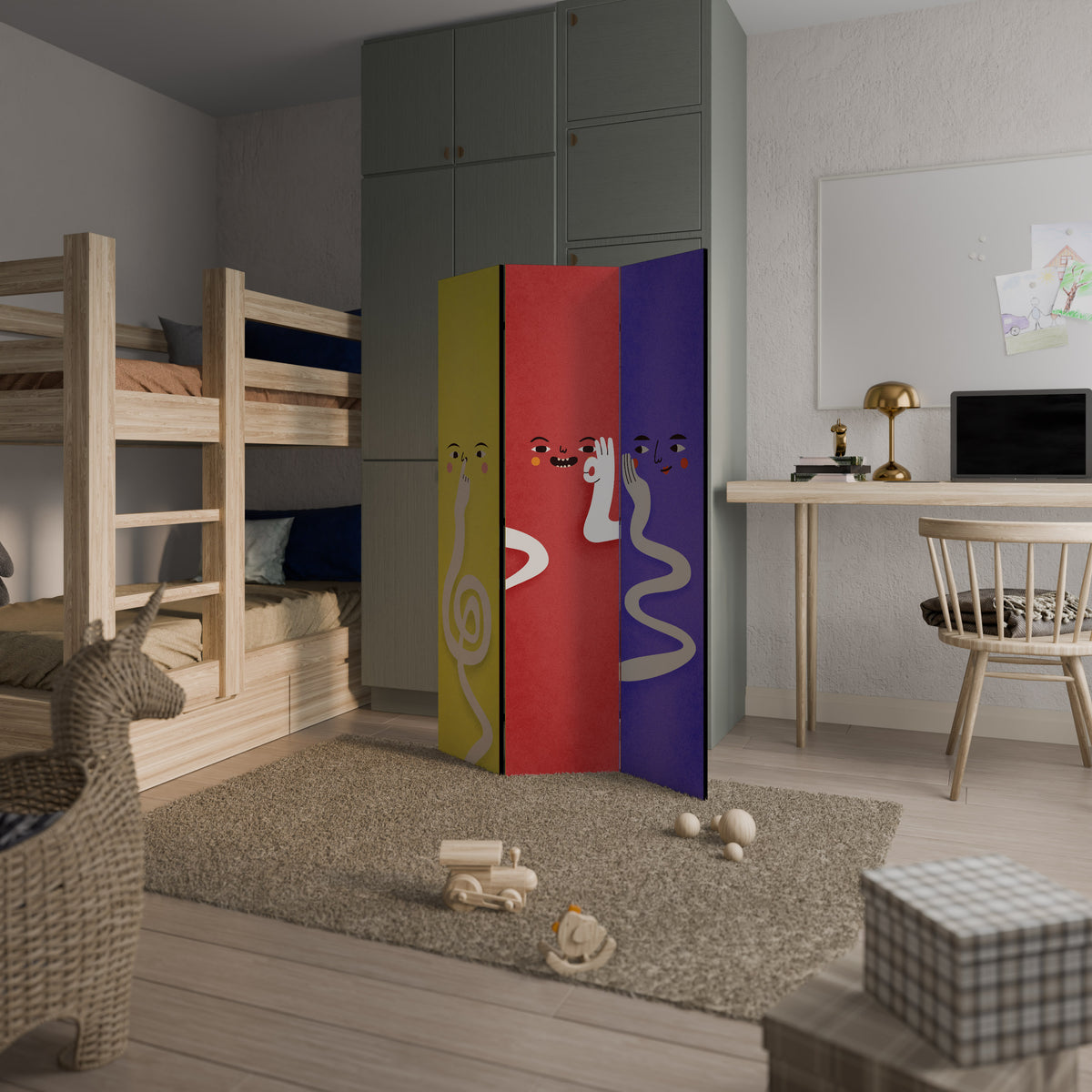 LIVELY FEATURES Biombo de 3 paneles