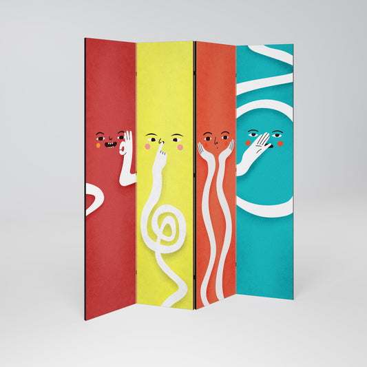 LIVELY FEATURES Biombo de 4 paneles