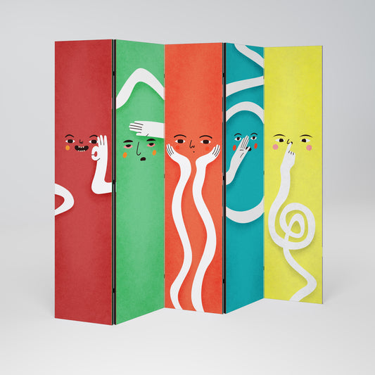 LIVELY FEATURES Biombo de 5 paneles