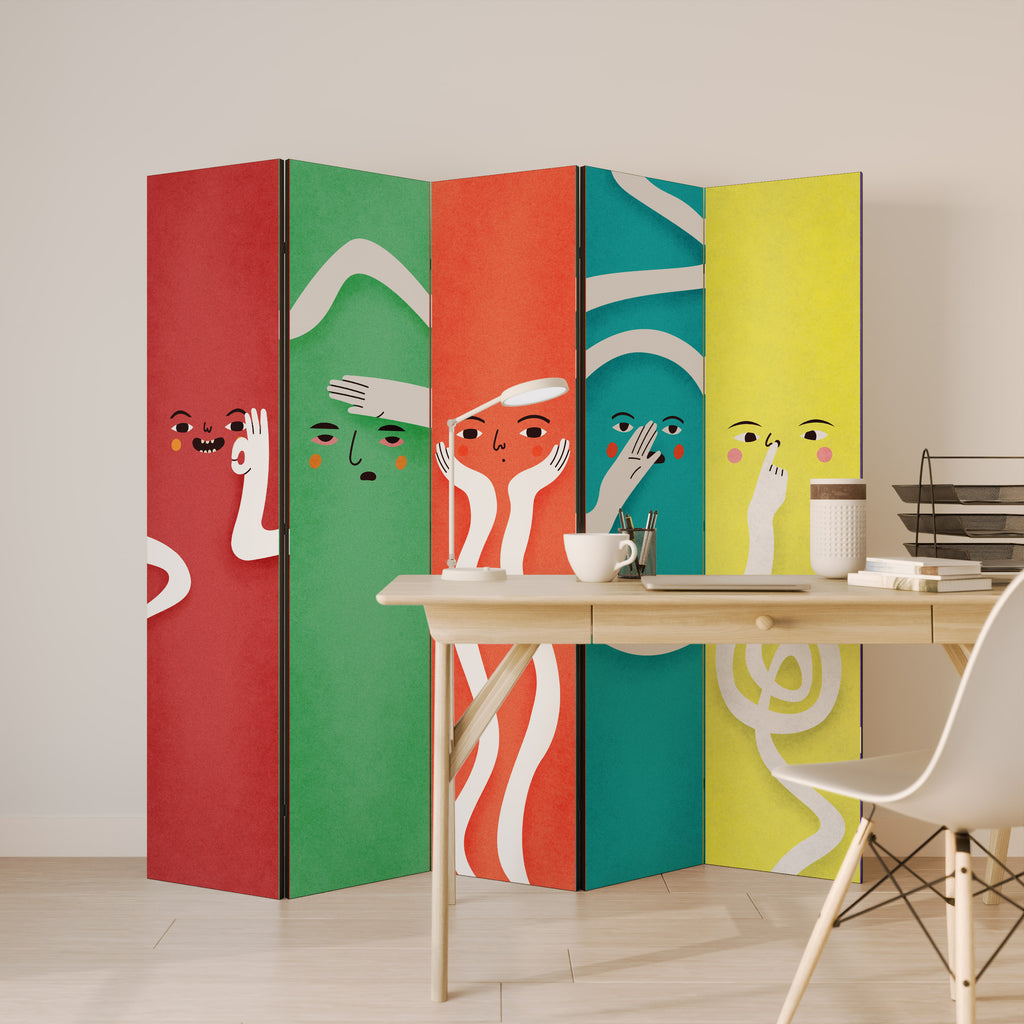 LIVELY FEATURES 5-Panel Room Divider