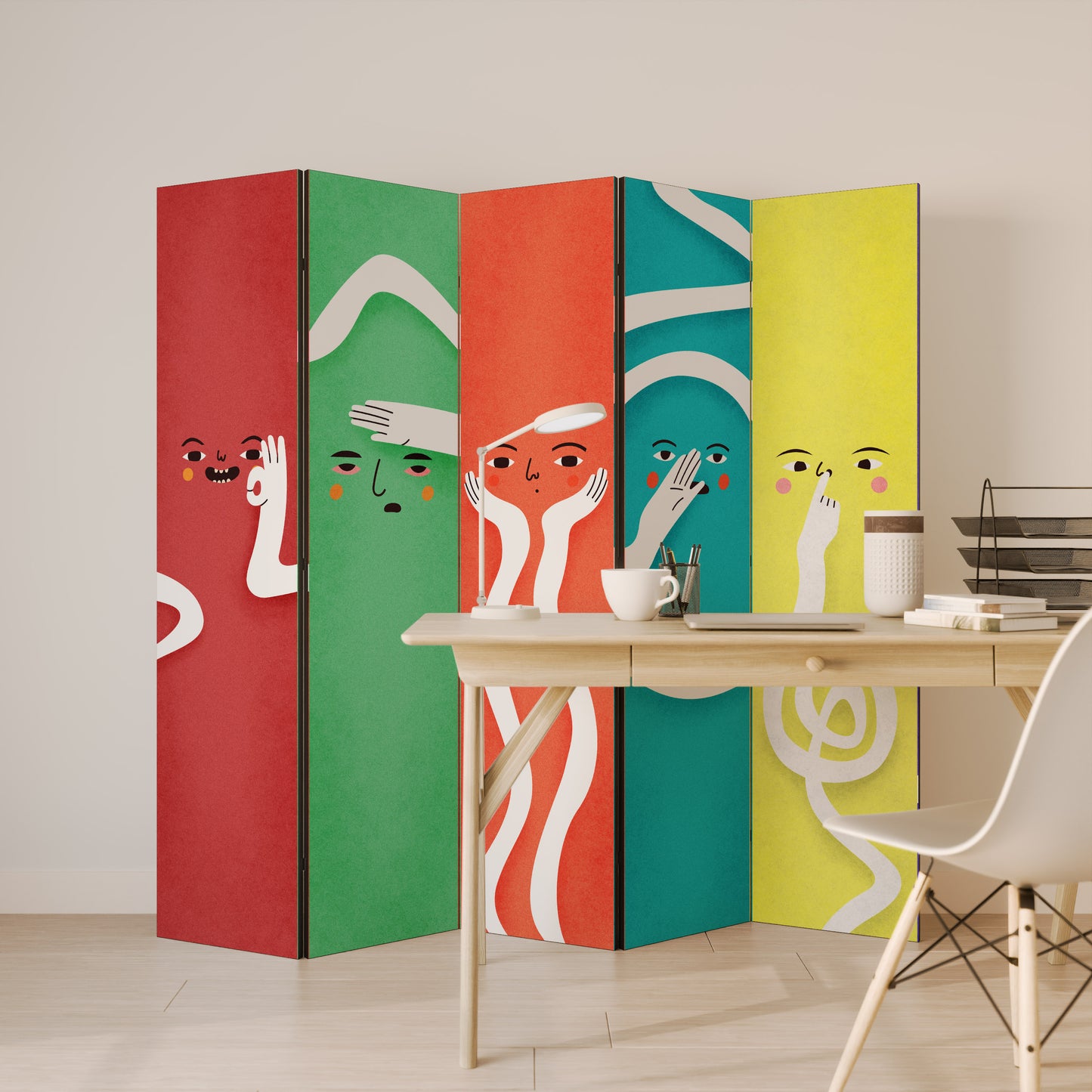 LIVELY FEATURES Biombo de 5 paneles