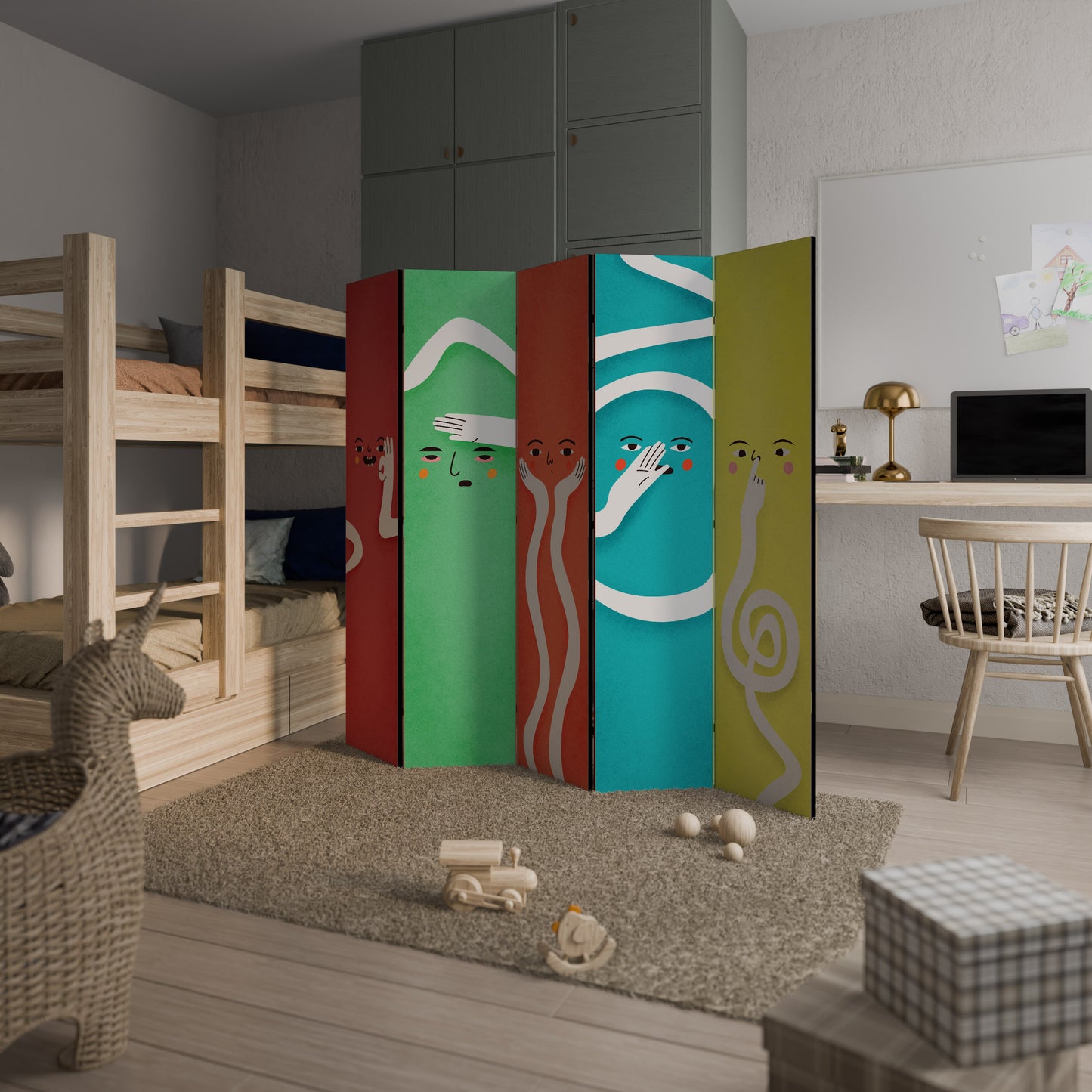 LIVELY FEATURES Biombo de 5 paneles