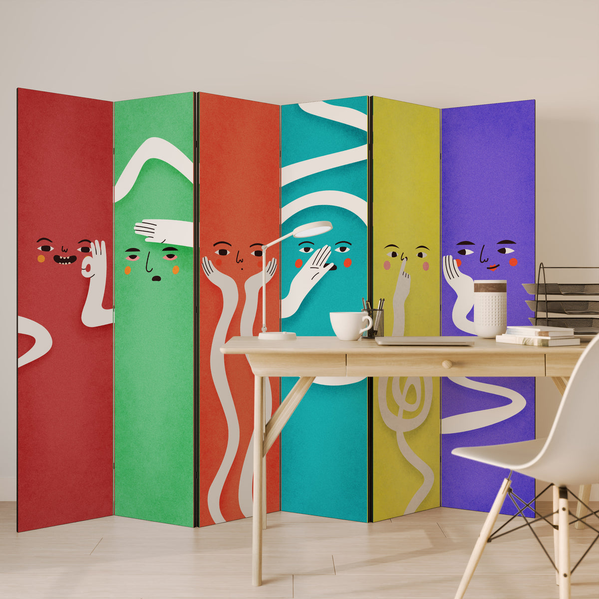 LIVELY FEATURES Biombo de 6 paneles