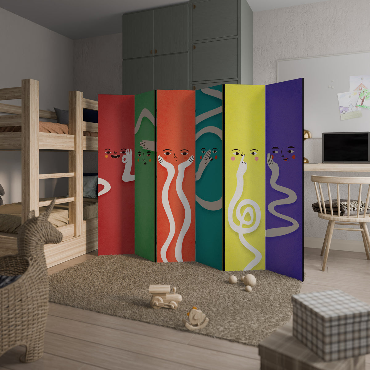 LIVELY FEATURES Biombo de 6 paneles