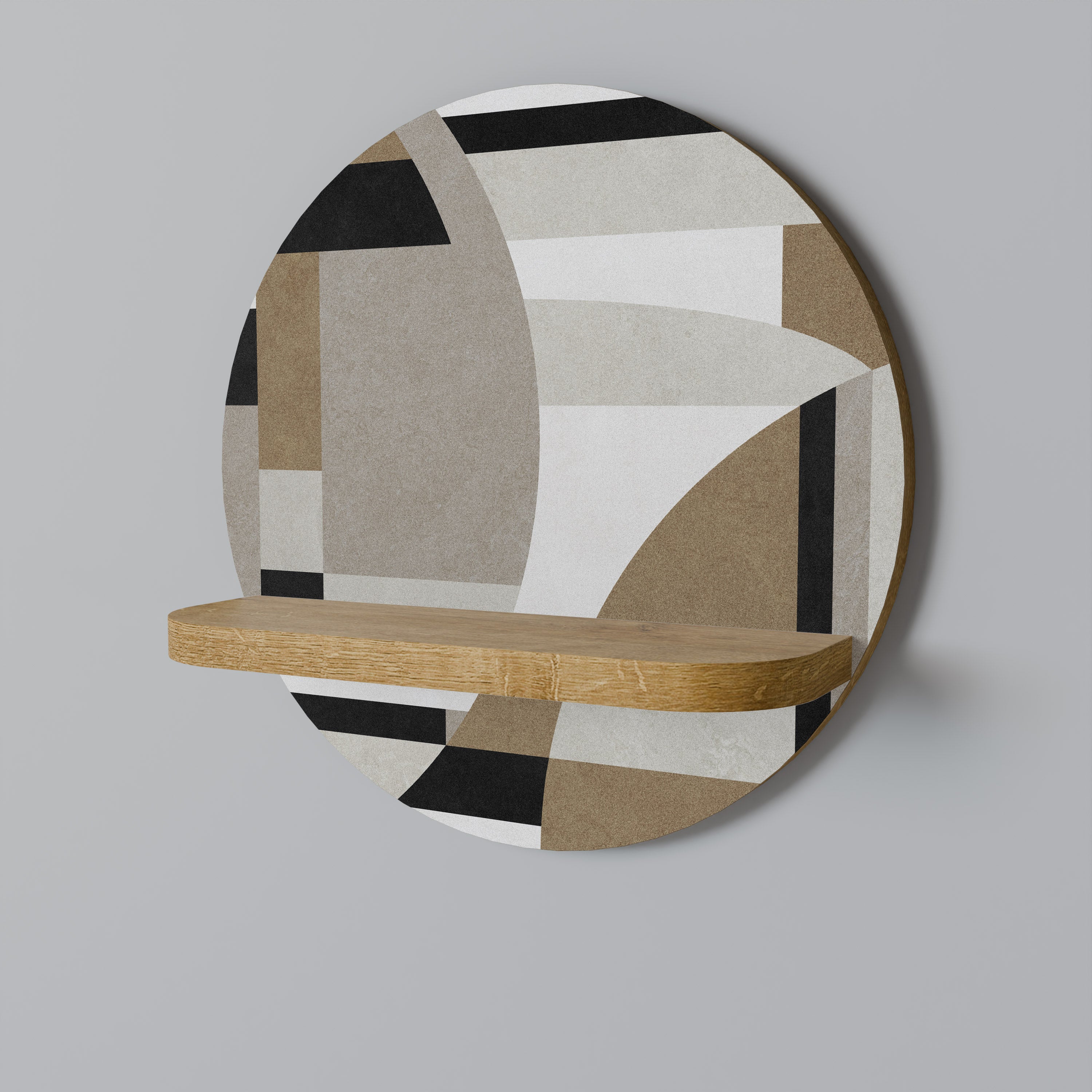 Estantería de arte redonda DELICATE MEMENTO con efecto roble