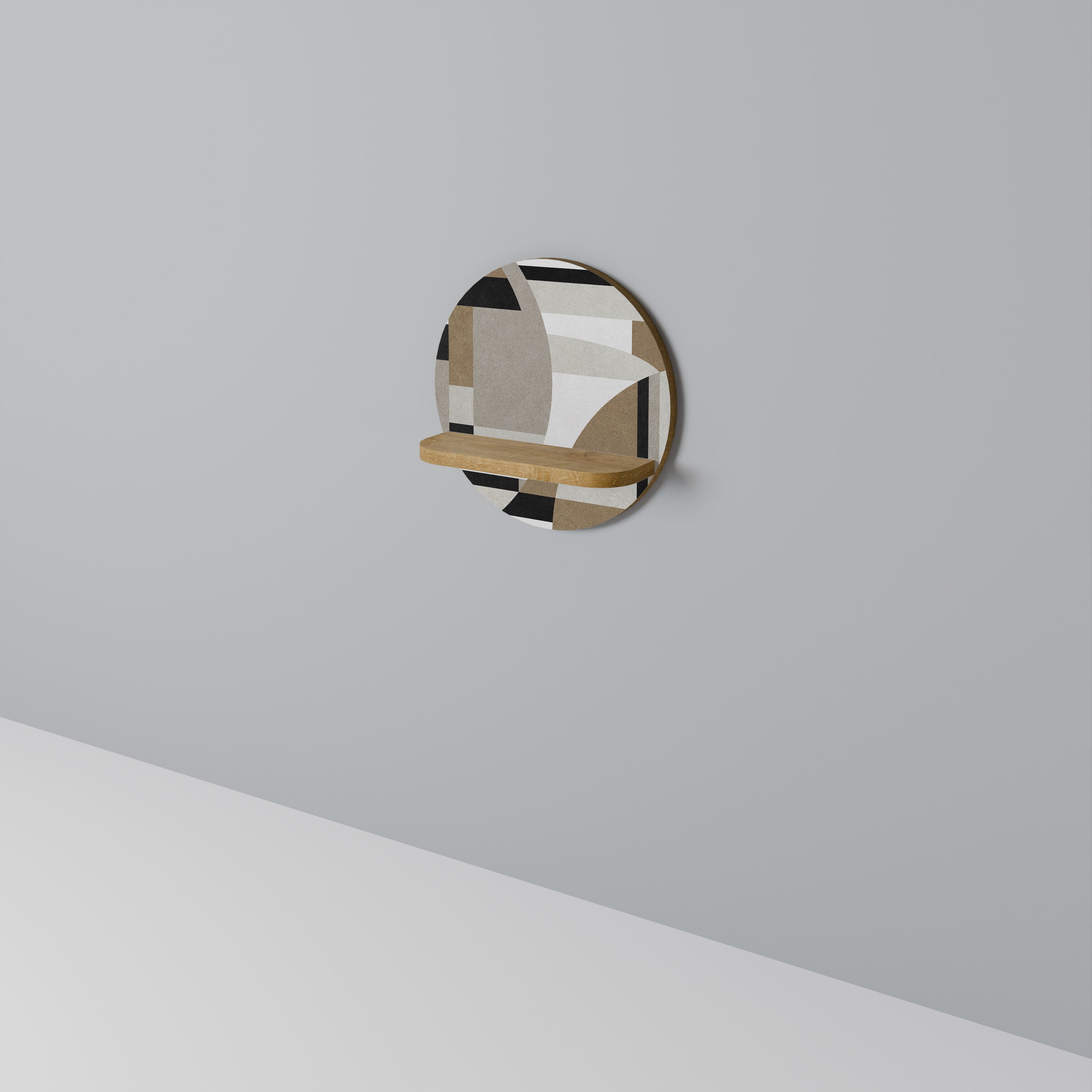 Estantería de arte redonda DELICATE MEMENTO con efecto roble