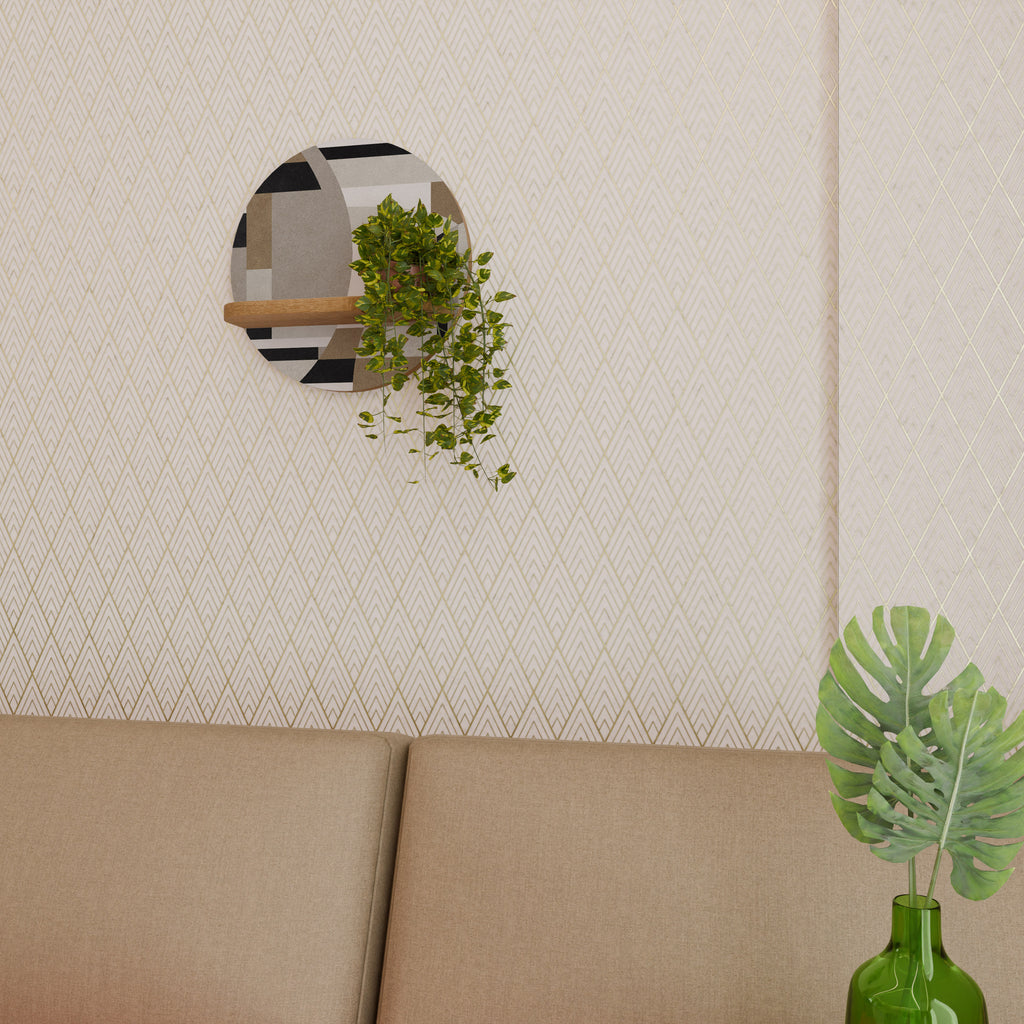 Estantería de arte redonda DELICATE MEMENTO con efecto roble