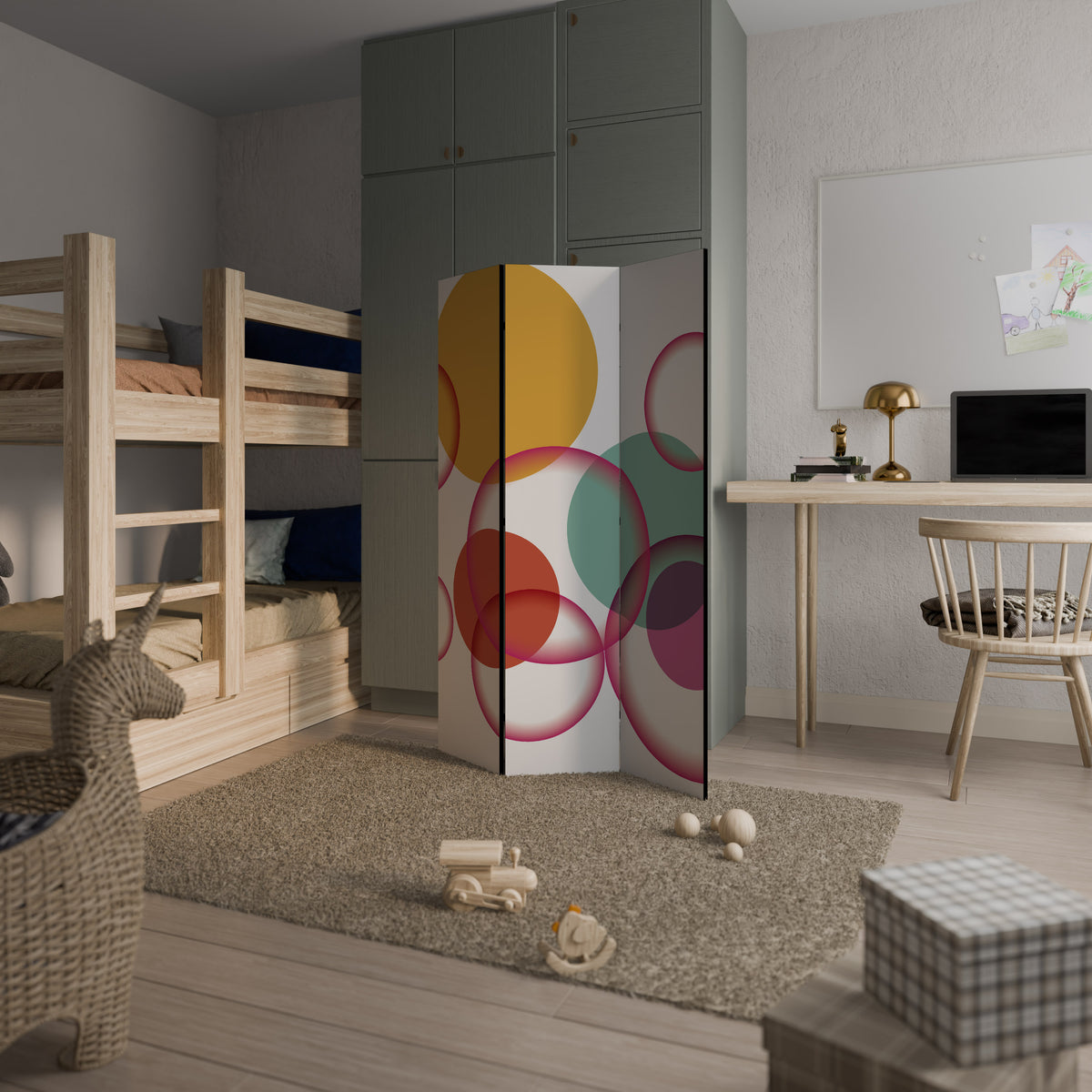 BUBBLE WISH Biombo de 3 paneles