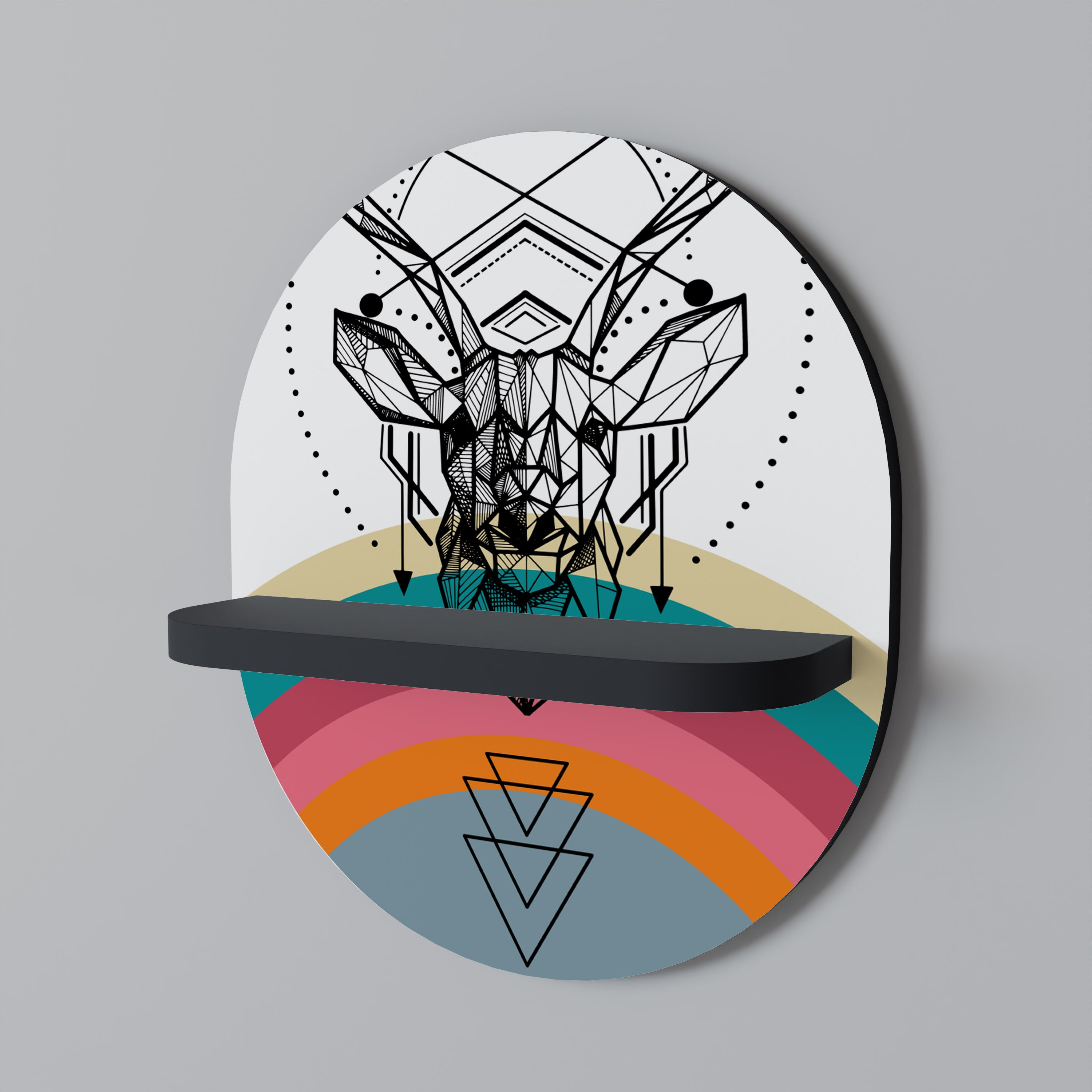 Estantería de arte ovalada DEER OF COLOR con acabado negro