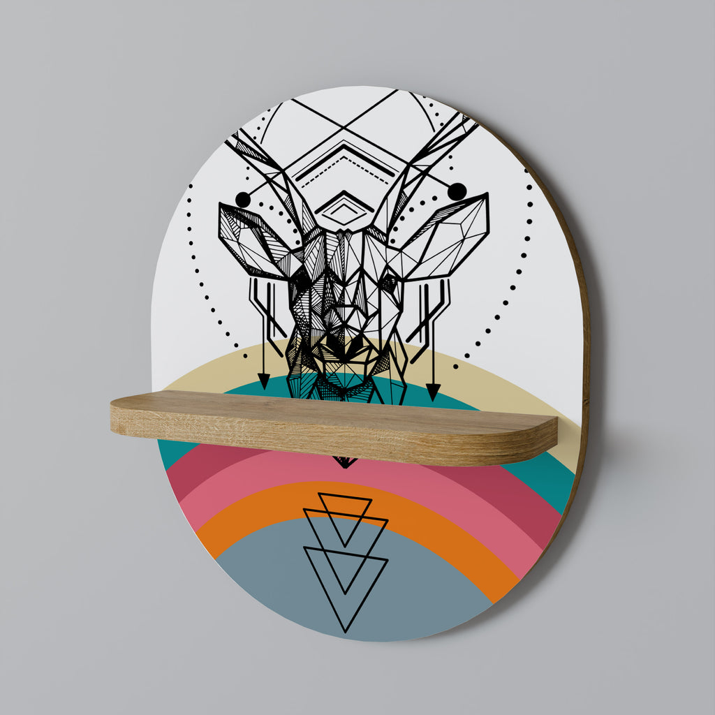 Estantería de arte ovalada DEER OF COLOR con efecto roble