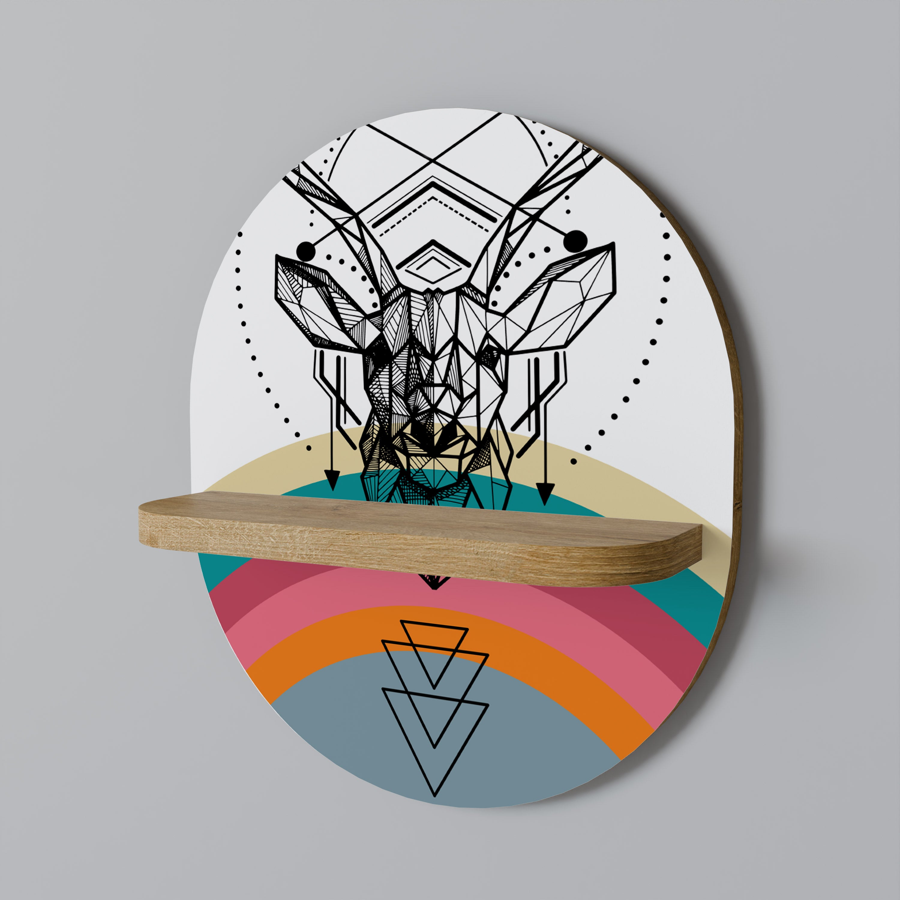 Estantería de arte ovalada DEER OF COLOR con efecto roble
