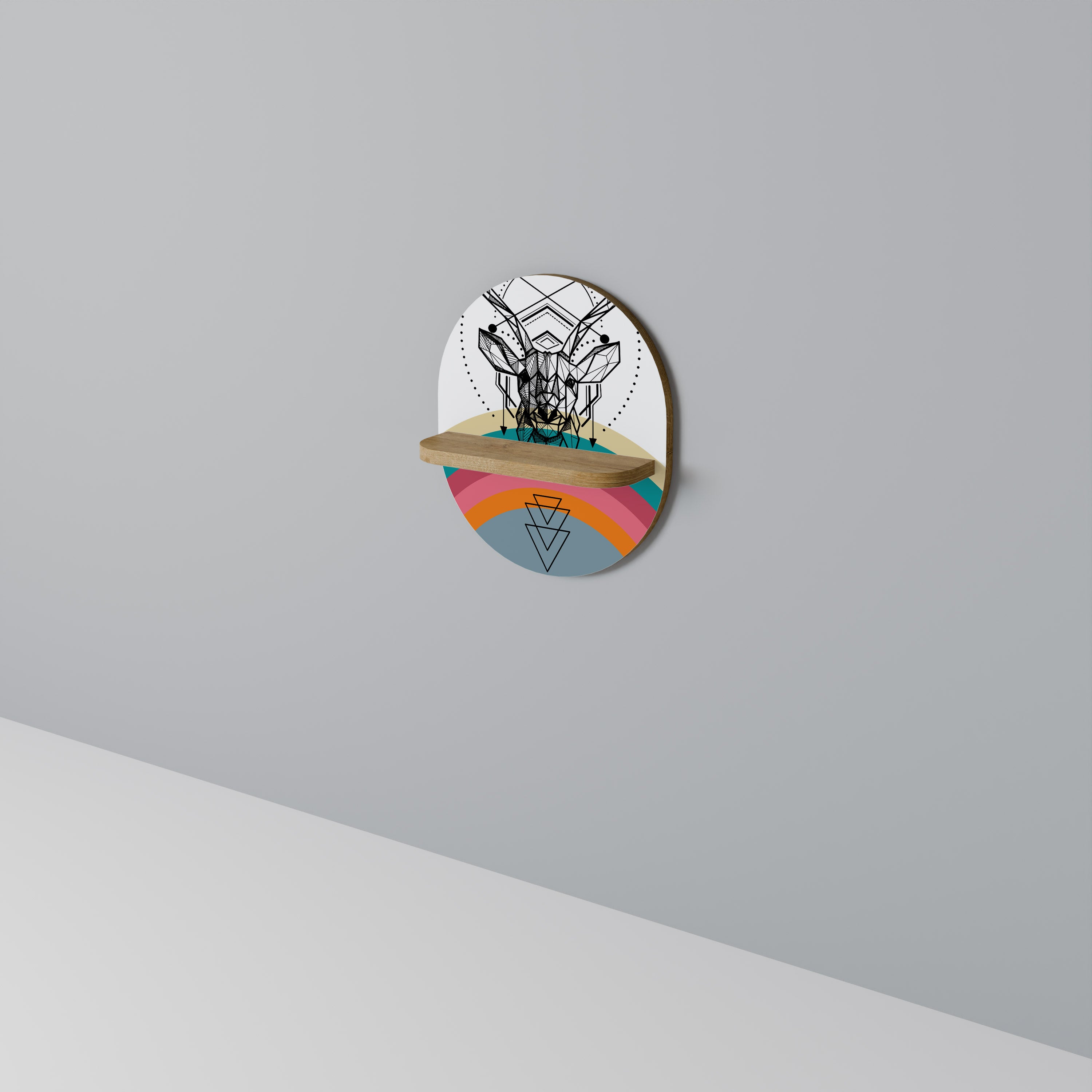 Estantería de arte ovalada DEER OF COLOR con efecto roble