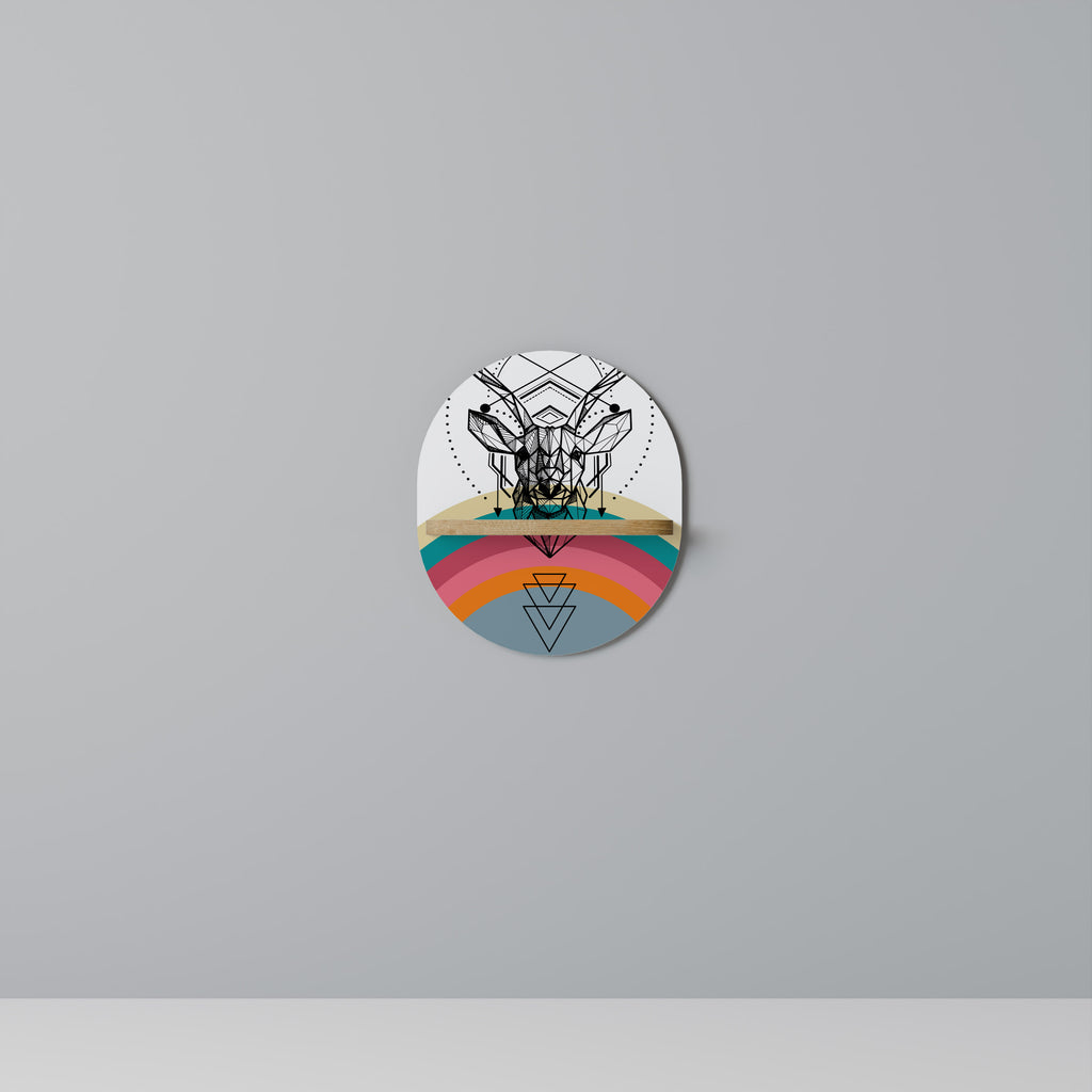 Estantería de arte ovalada DEER OF COLOR con efecto roble