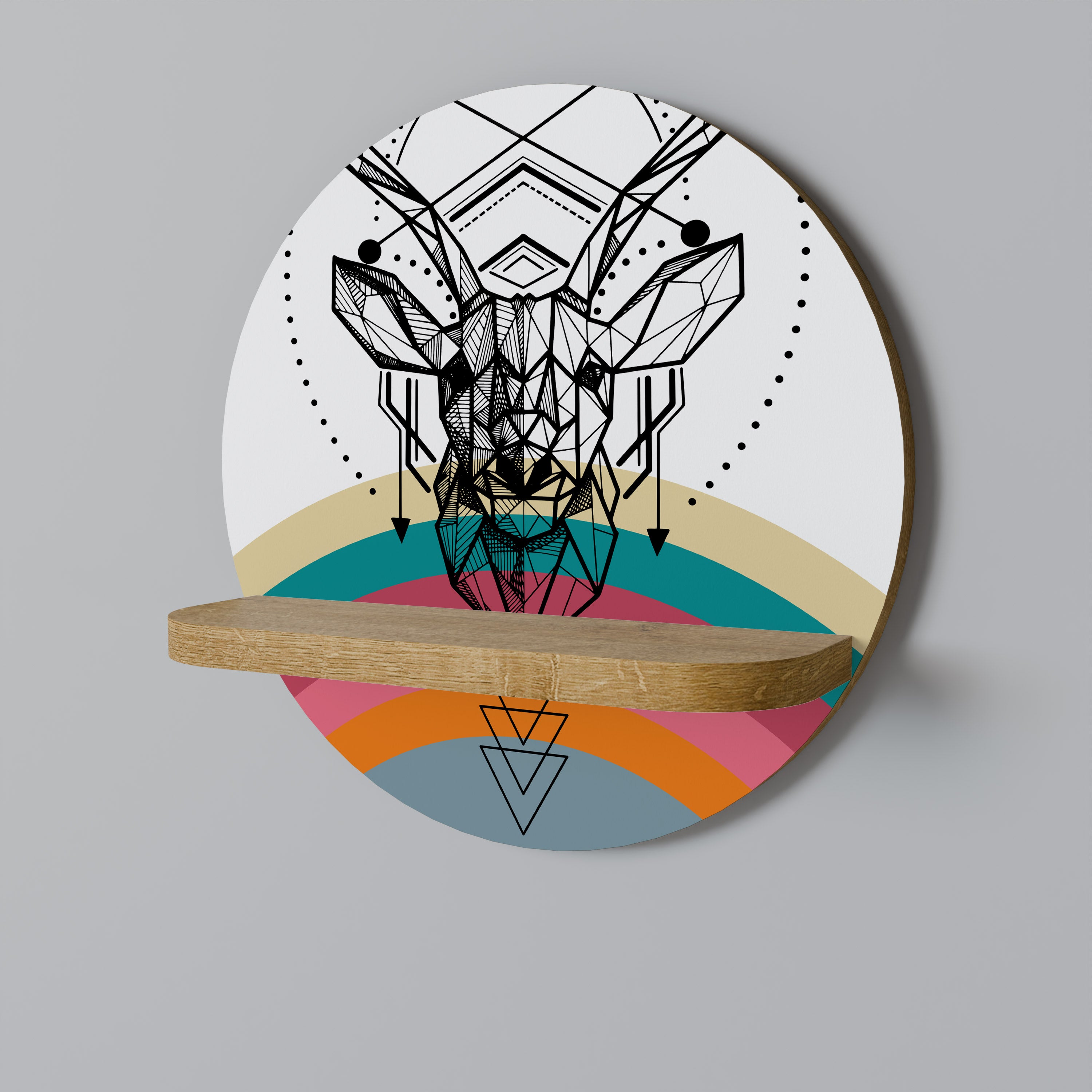 Estantería de arte redonda DEER OF COLOR con efecto roble