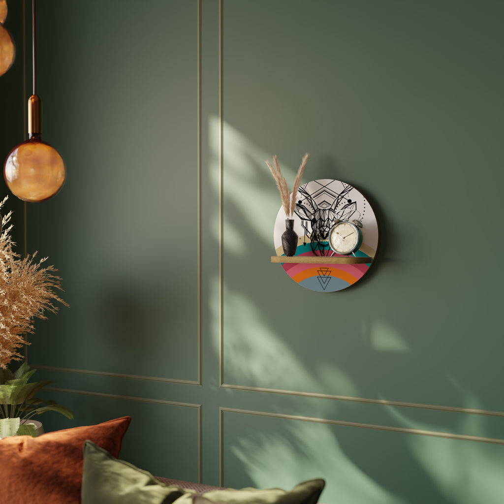 Estantería de arte redonda DEER OF COLOR con efecto roble