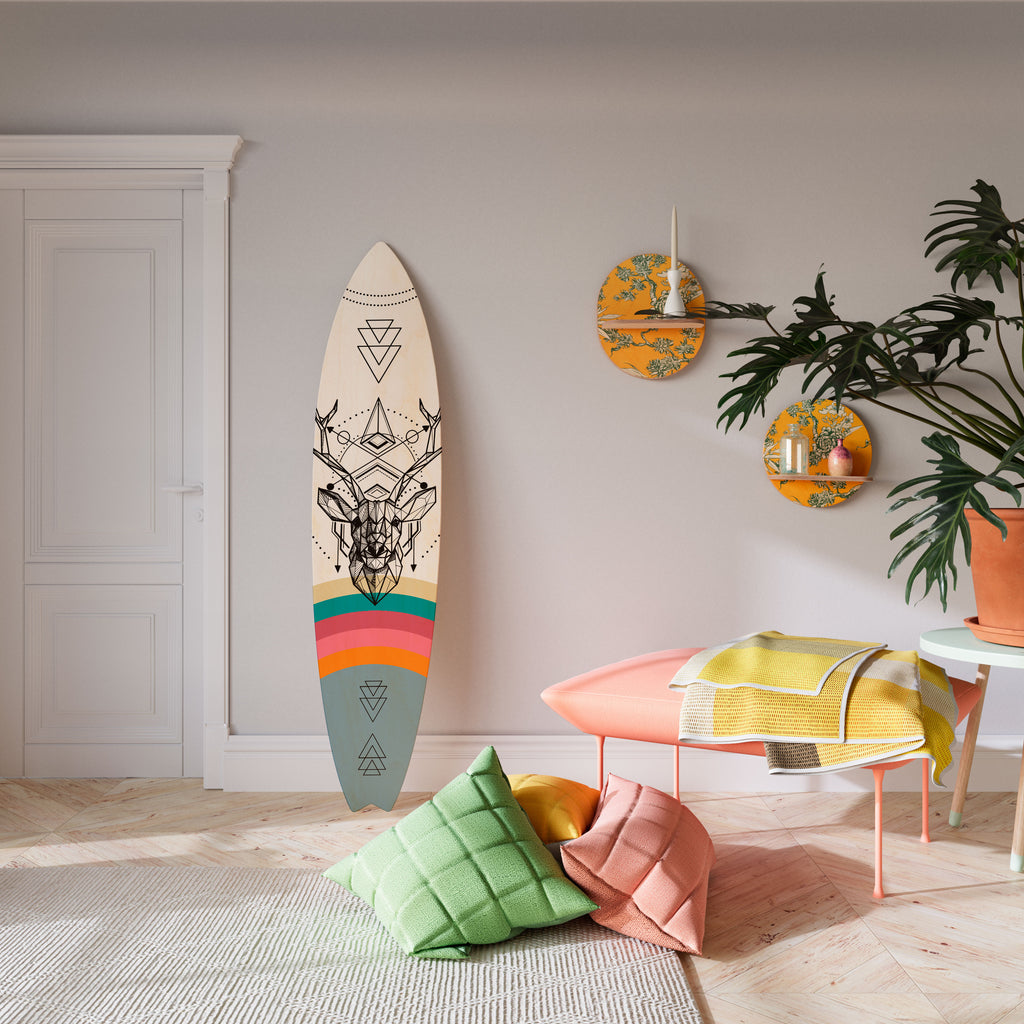 DEER OF COLOR Panel decorativo de tabla de surf