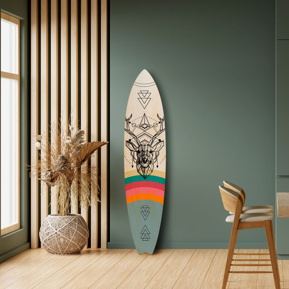 DEER OF COLOR Panel decorativo de tabla de surf