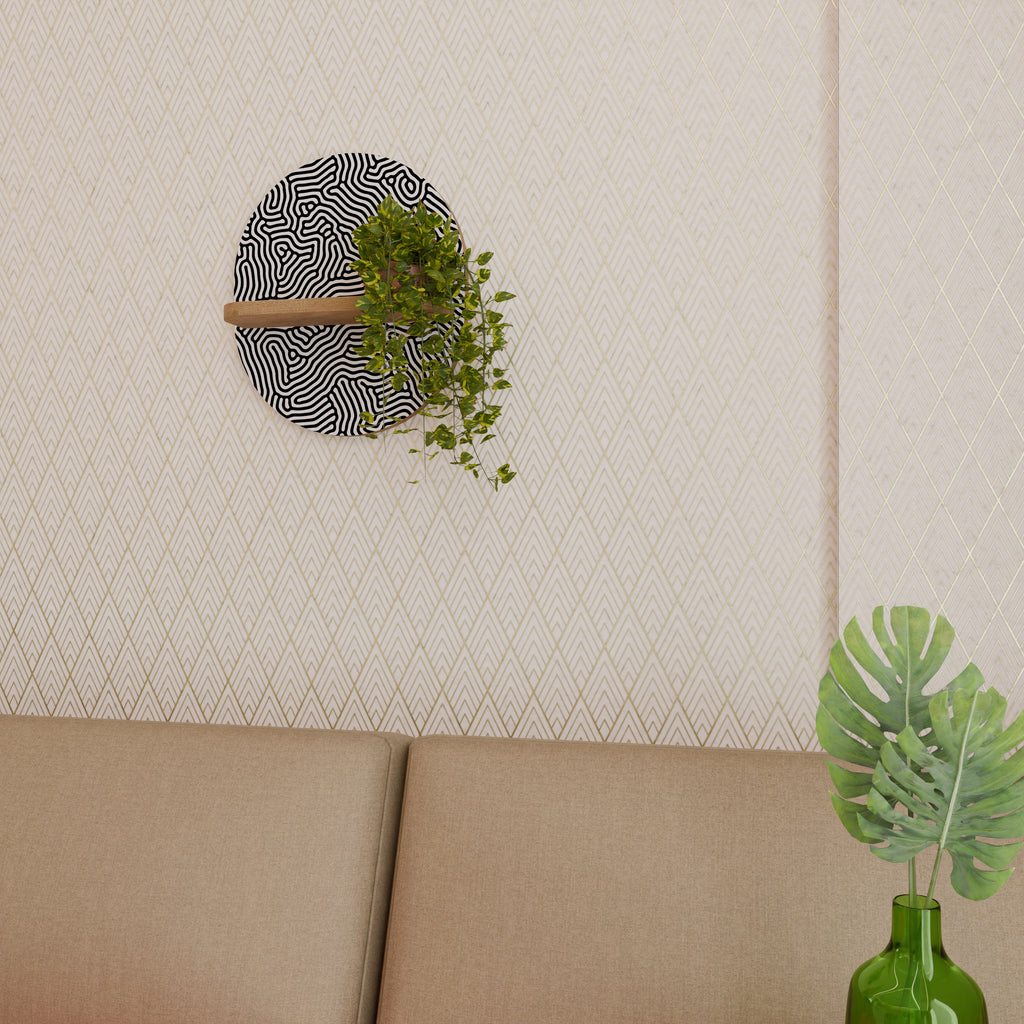 Estantería de arte ovalada LIVING DOT con efecto roble