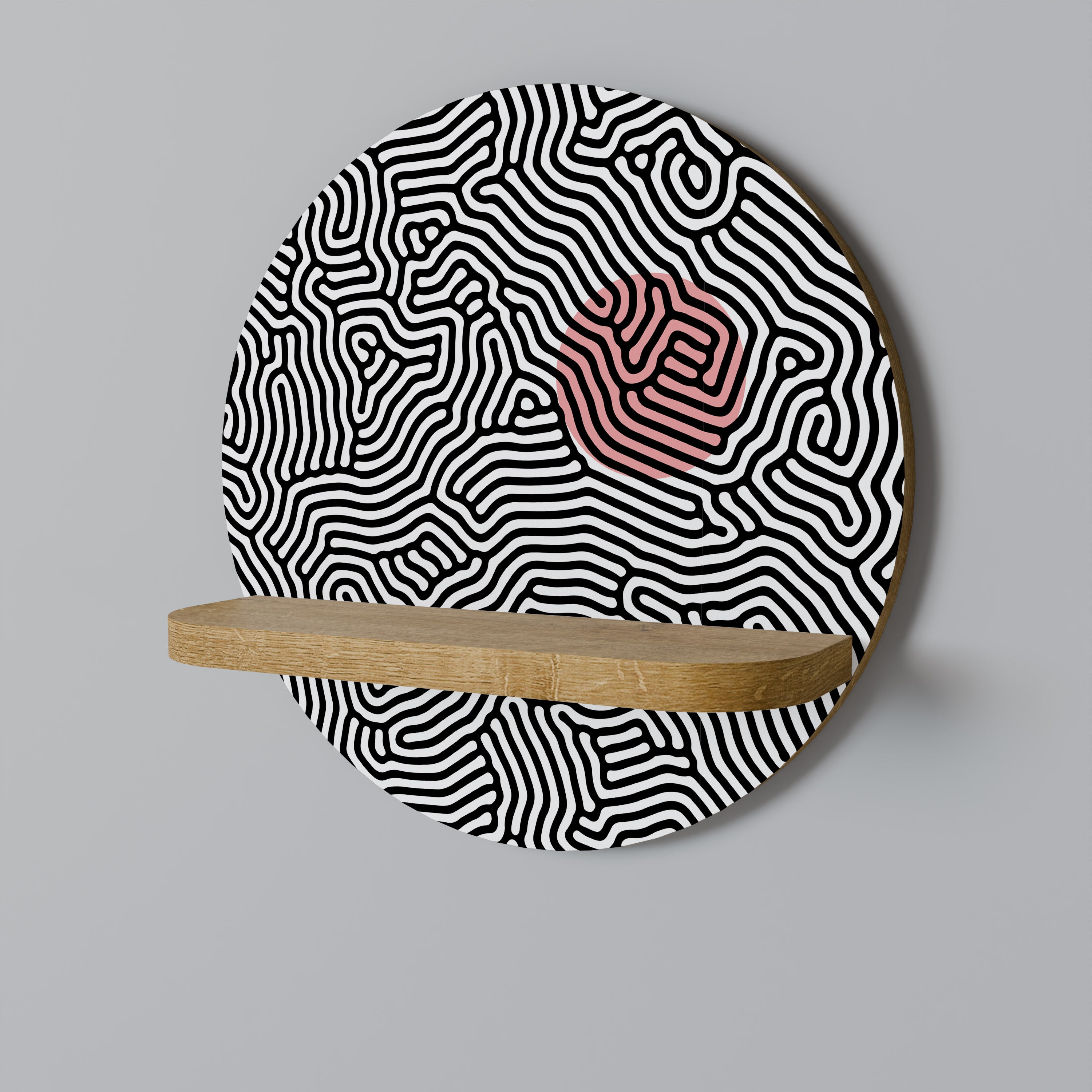 Estantería artística redonda LIVING DOT con efecto roble