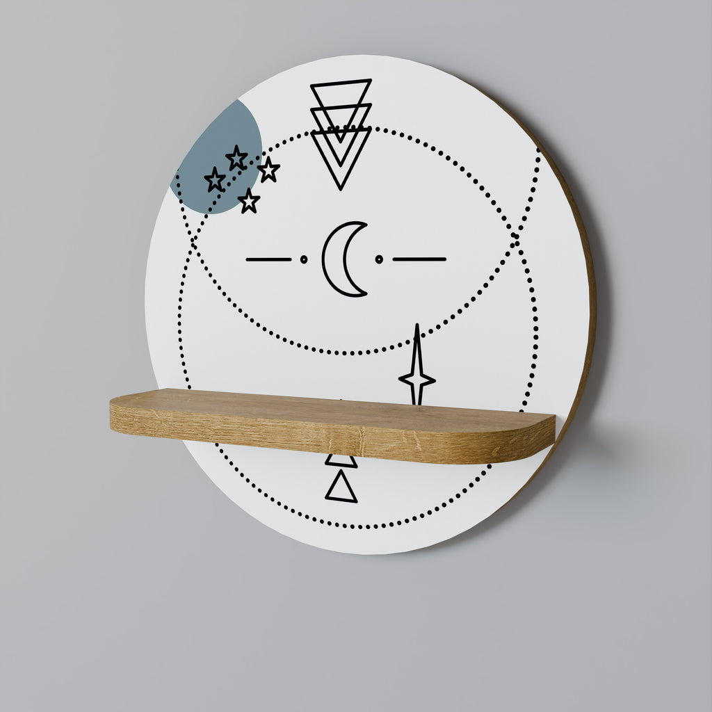 Estantería de arte redonda CELESTIAL BODY con efecto roble
