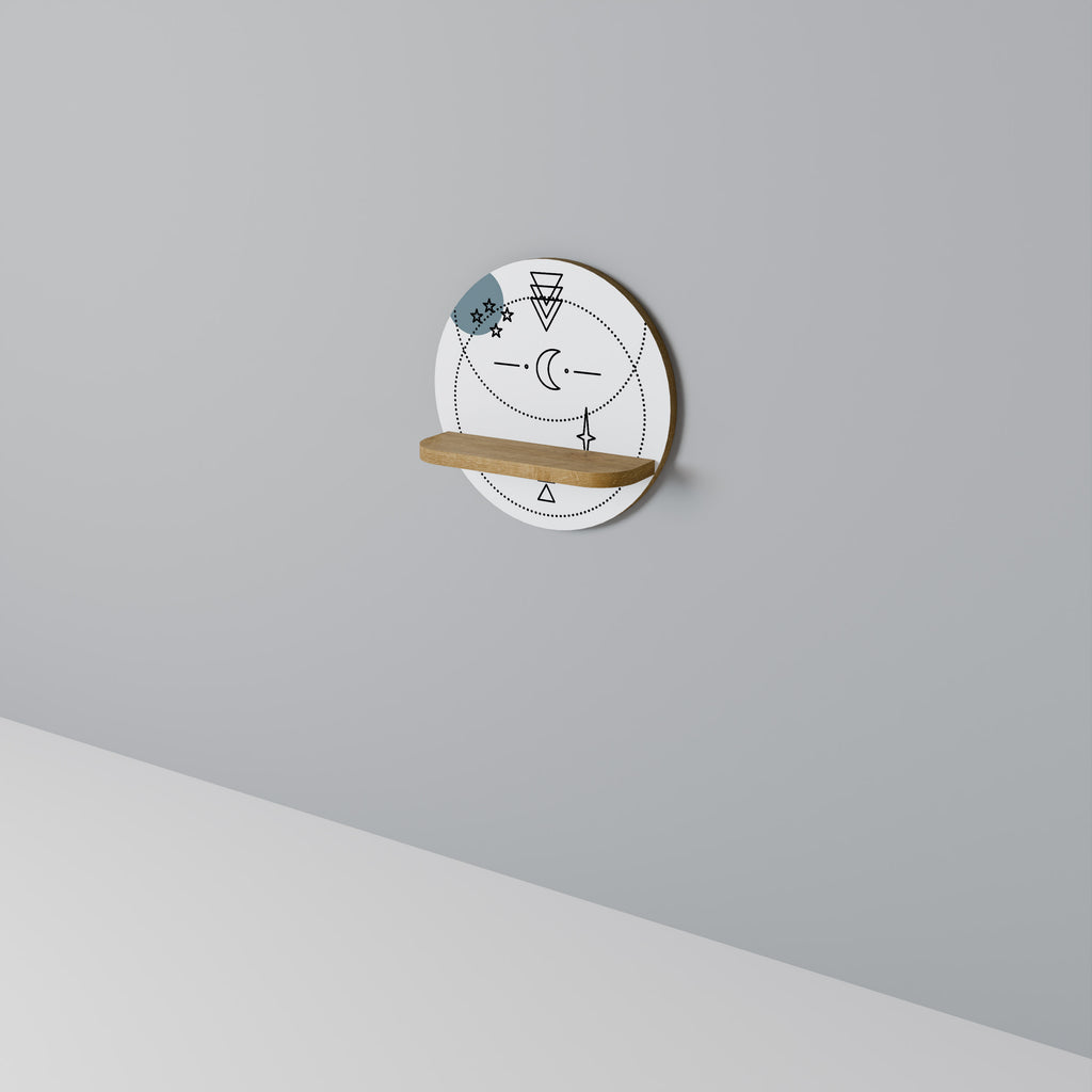 Estantería de arte redonda CELESTIAL BODY con efecto roble