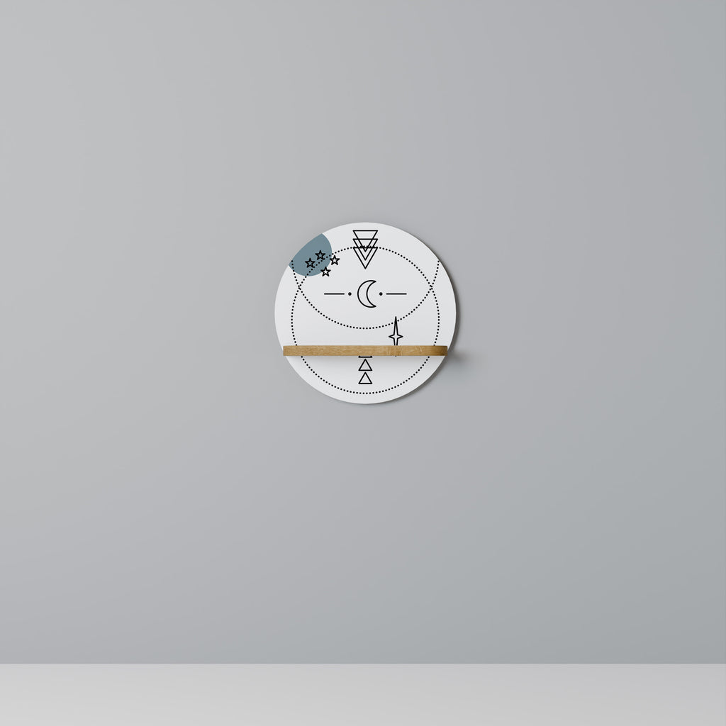 Estantería de arte redonda CELESTIAL BODY con efecto roble