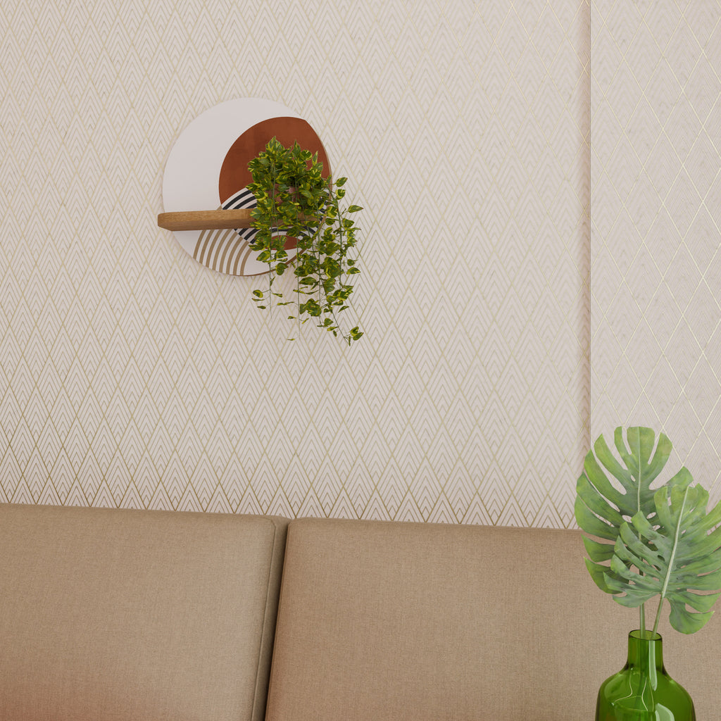 Estantería de arte redonda SPACE AROUND con efecto roble