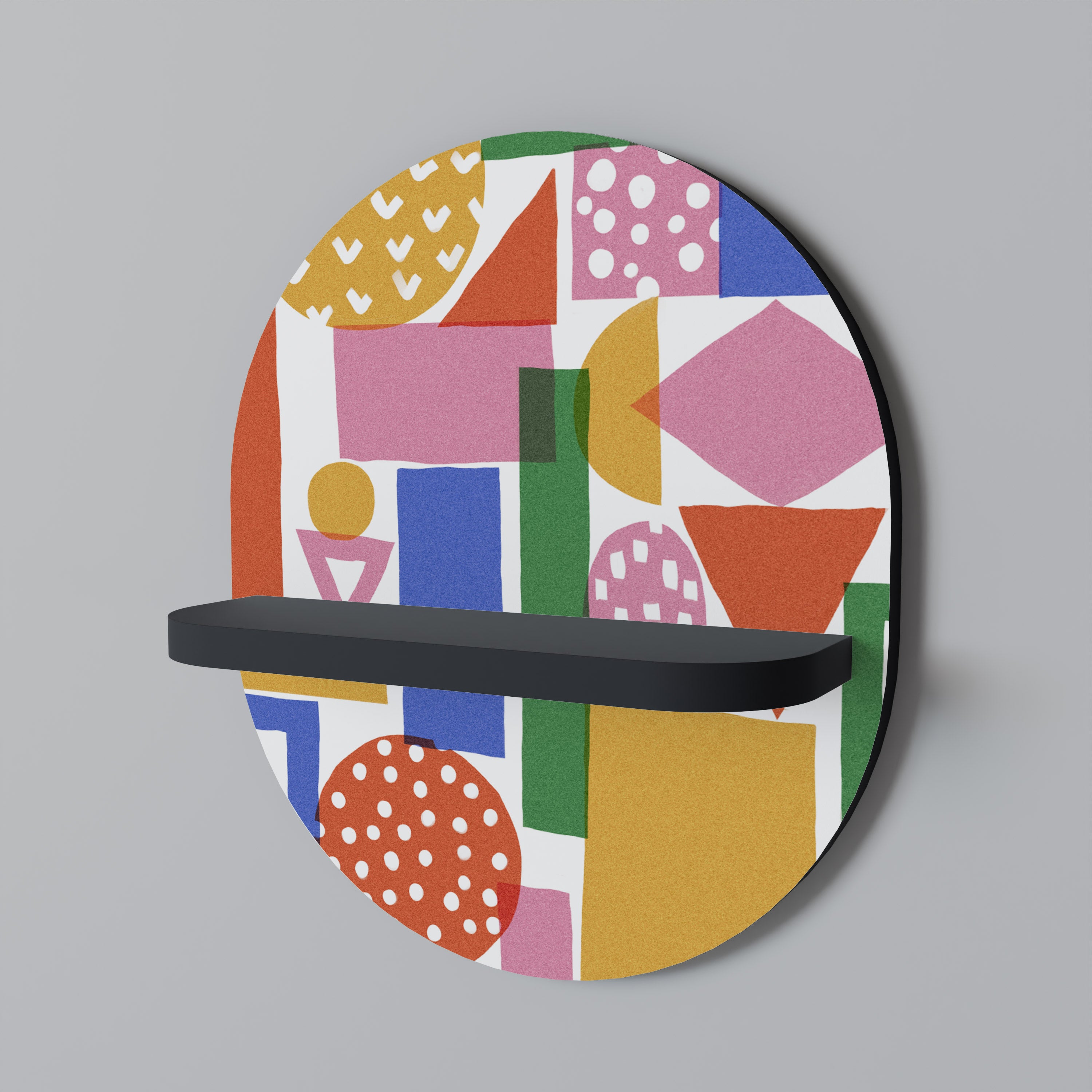 Estantería de arte ovalada GEOMETRIC GLIMMER con acabado negro