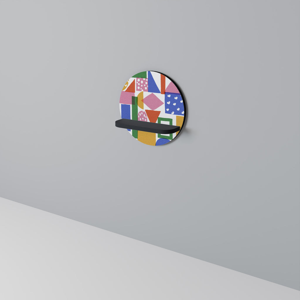Estantería de arte redonda GEOMETRIC GLIMMER con acabado negro