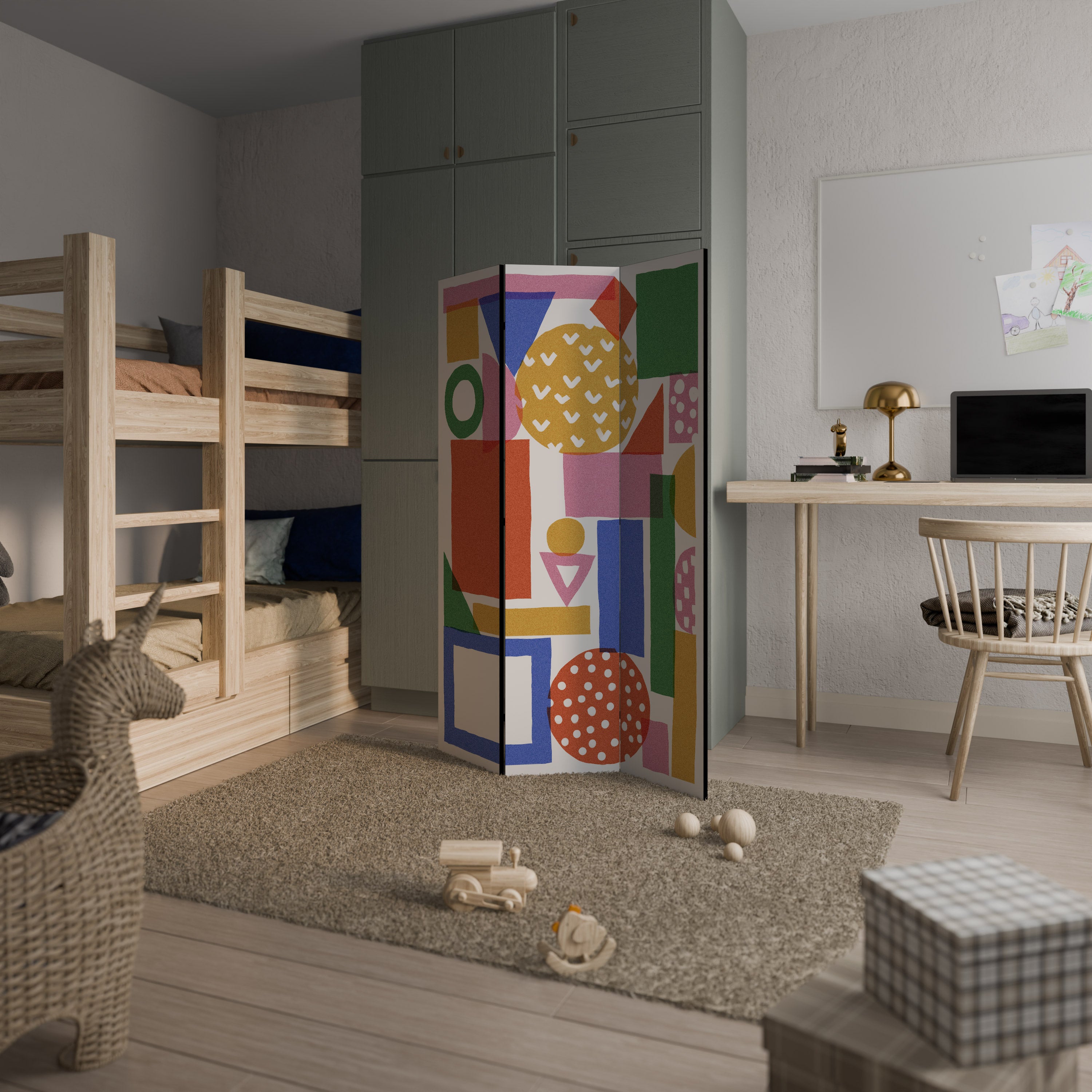 GEOMETRIC GLIMMER 3-Panel Room Divider