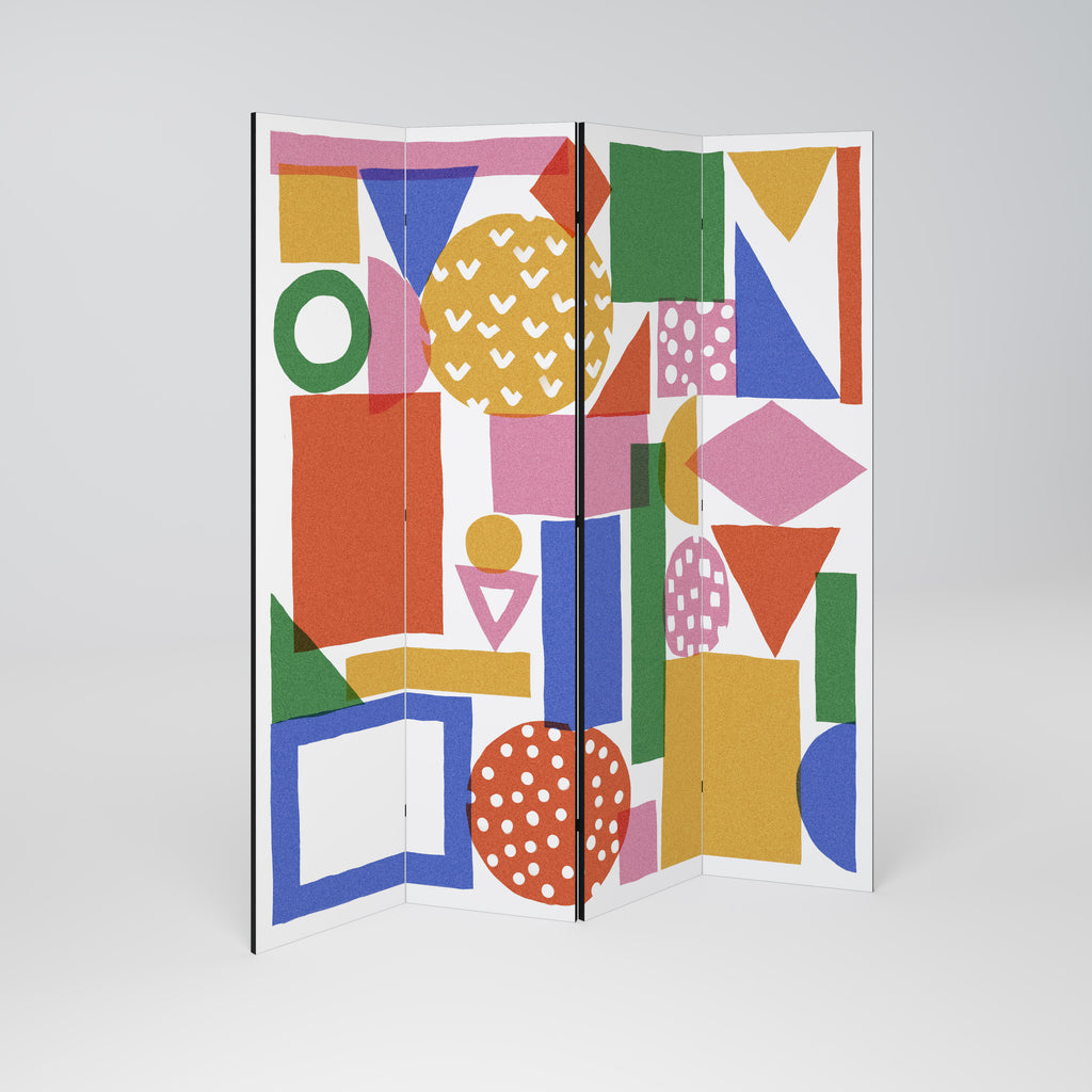 GEOMETRIC GLIMMER Biombo de 4 paneles