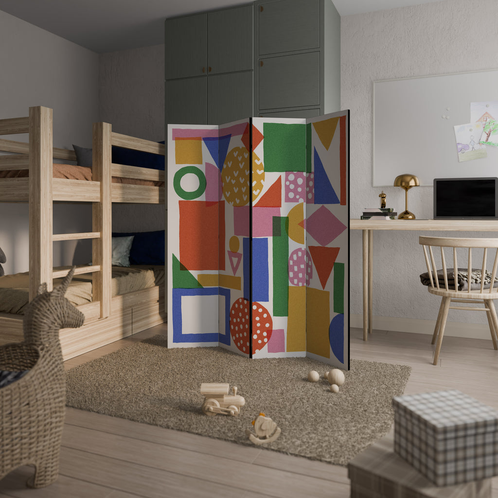 GEOMETRIC GLIMMER Decorative 4-Panel Room Divider