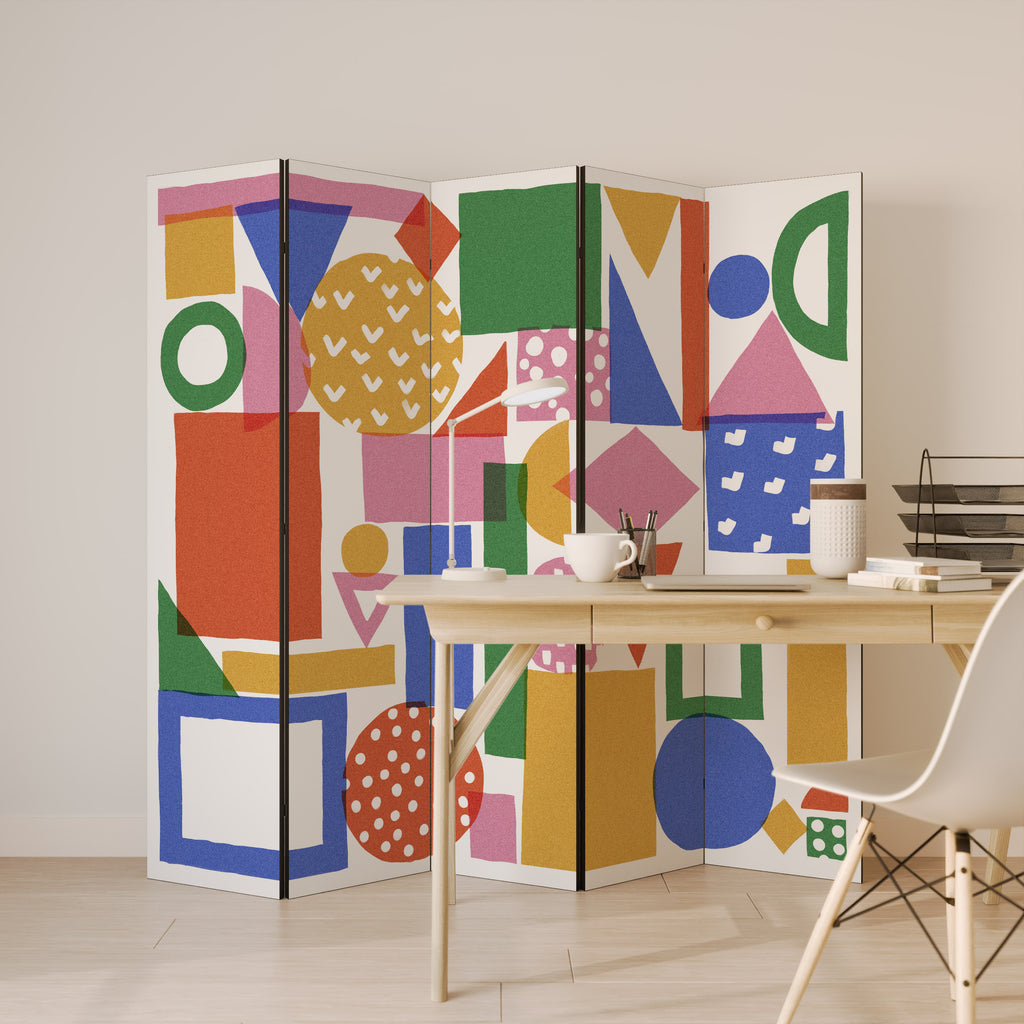 GEOMETRIC GLIMMER Decorative 5-Panel Room Divider