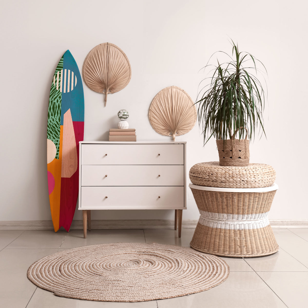 VIVID VIBES Panel decorativo de tabla de surf