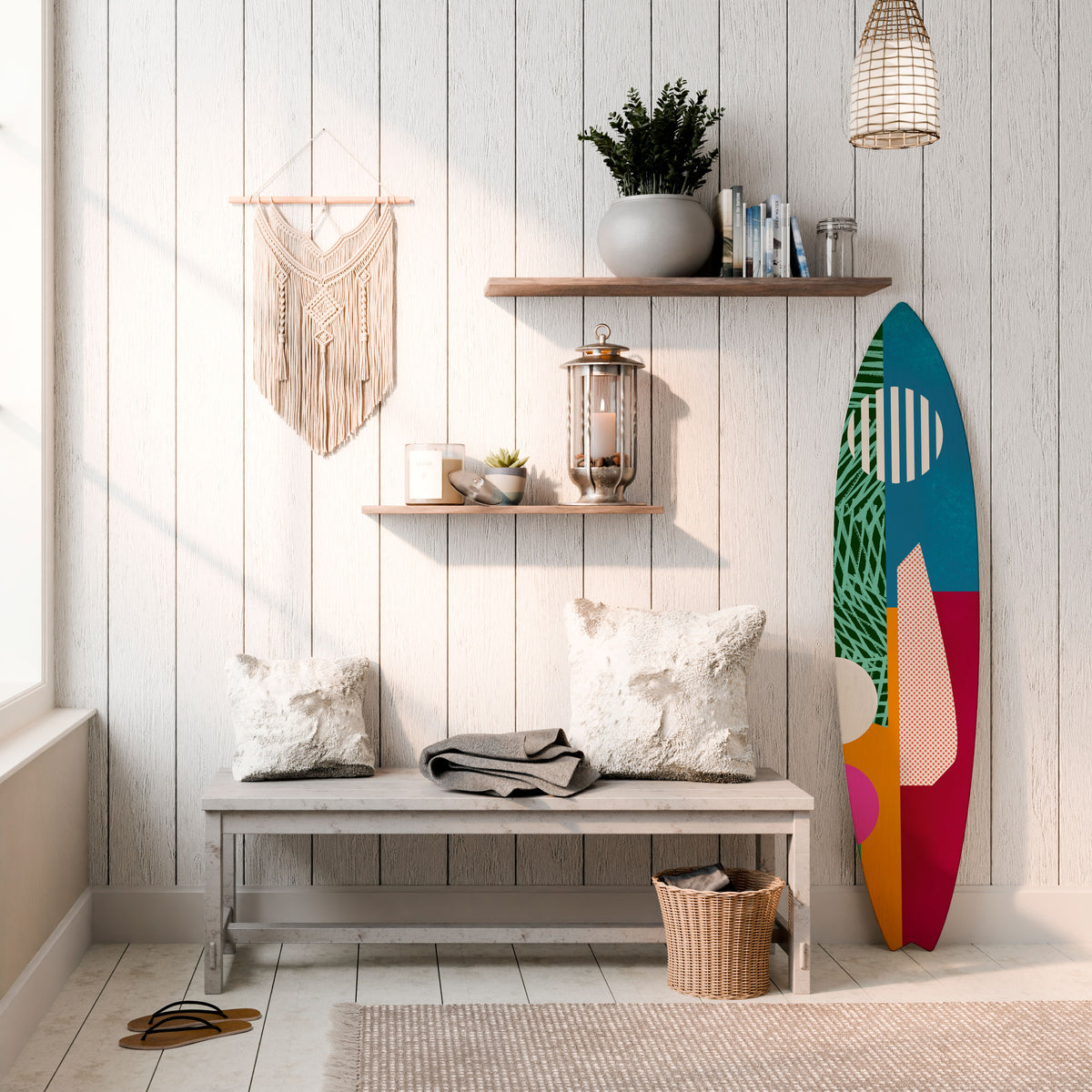 VIVID VIBES Panel decorativo de tabla de surf