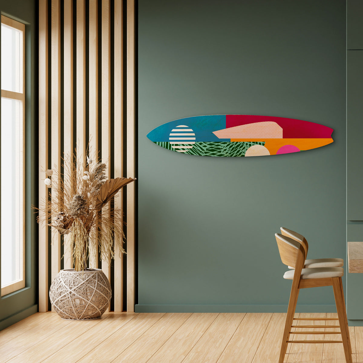 VIVID VIBES Panel decorativo de tabla de surf