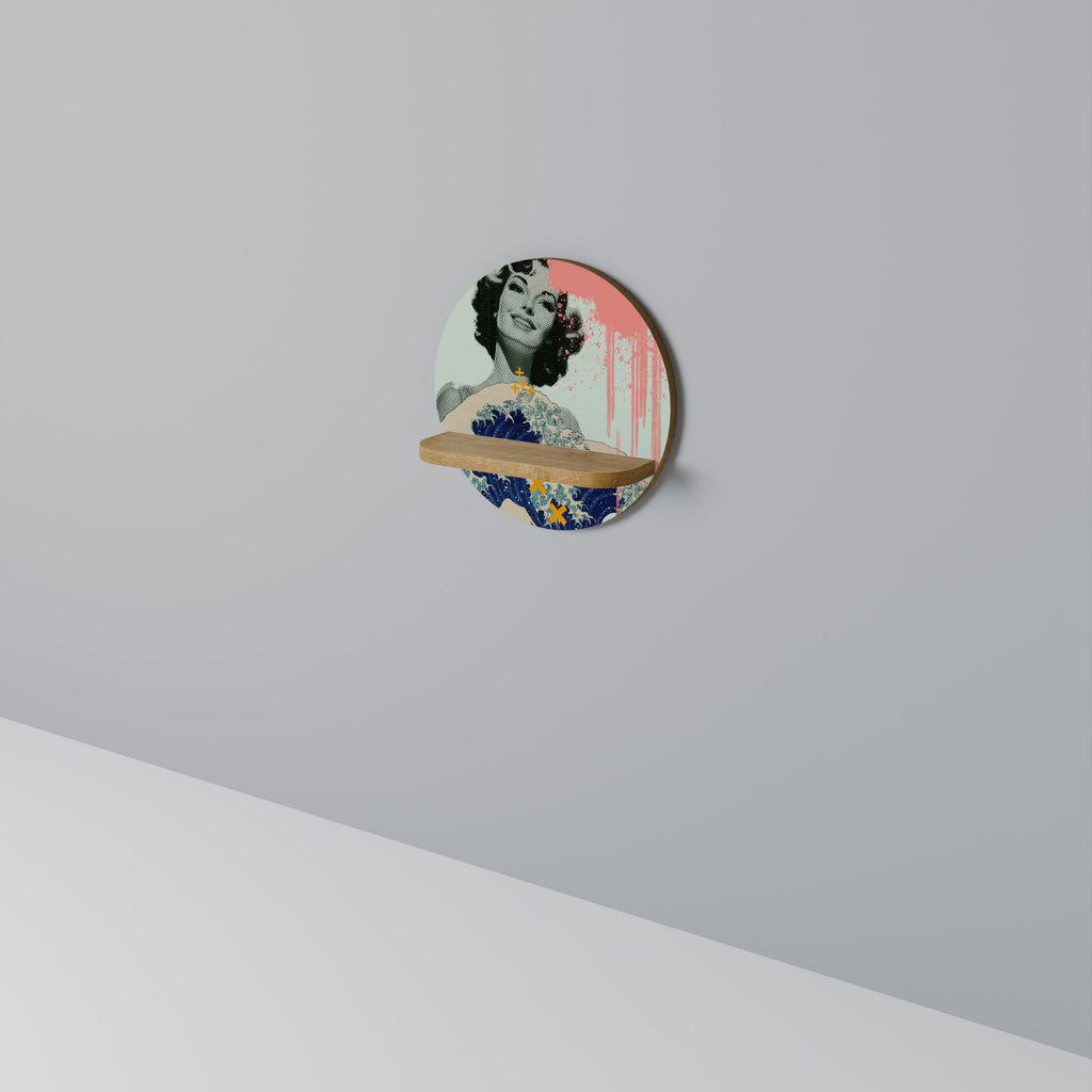 Estantería de arte redonda KANAGAWA BEAUTY con efecto roble